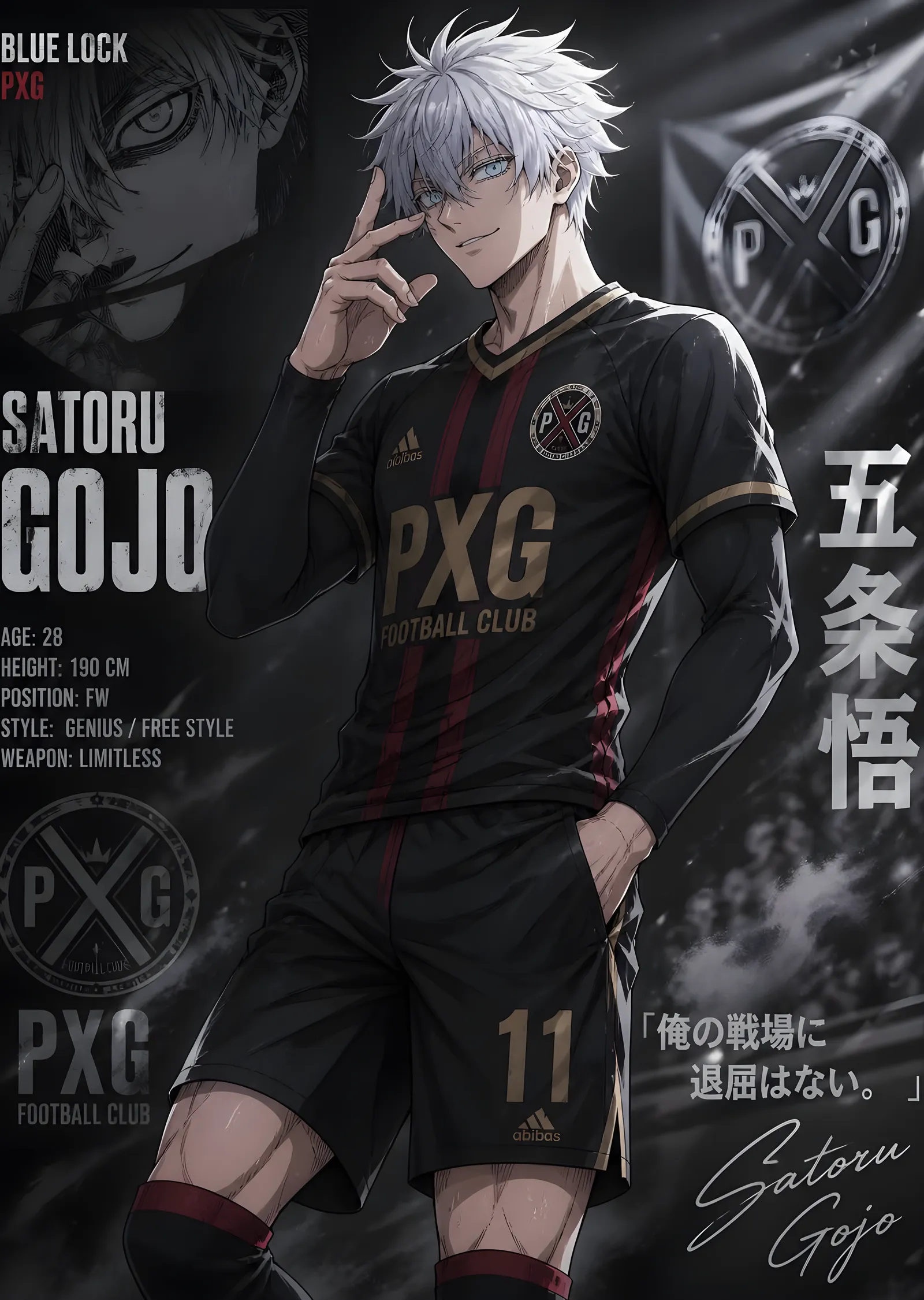 Satoru Gojo: PXG Forması metal tablo