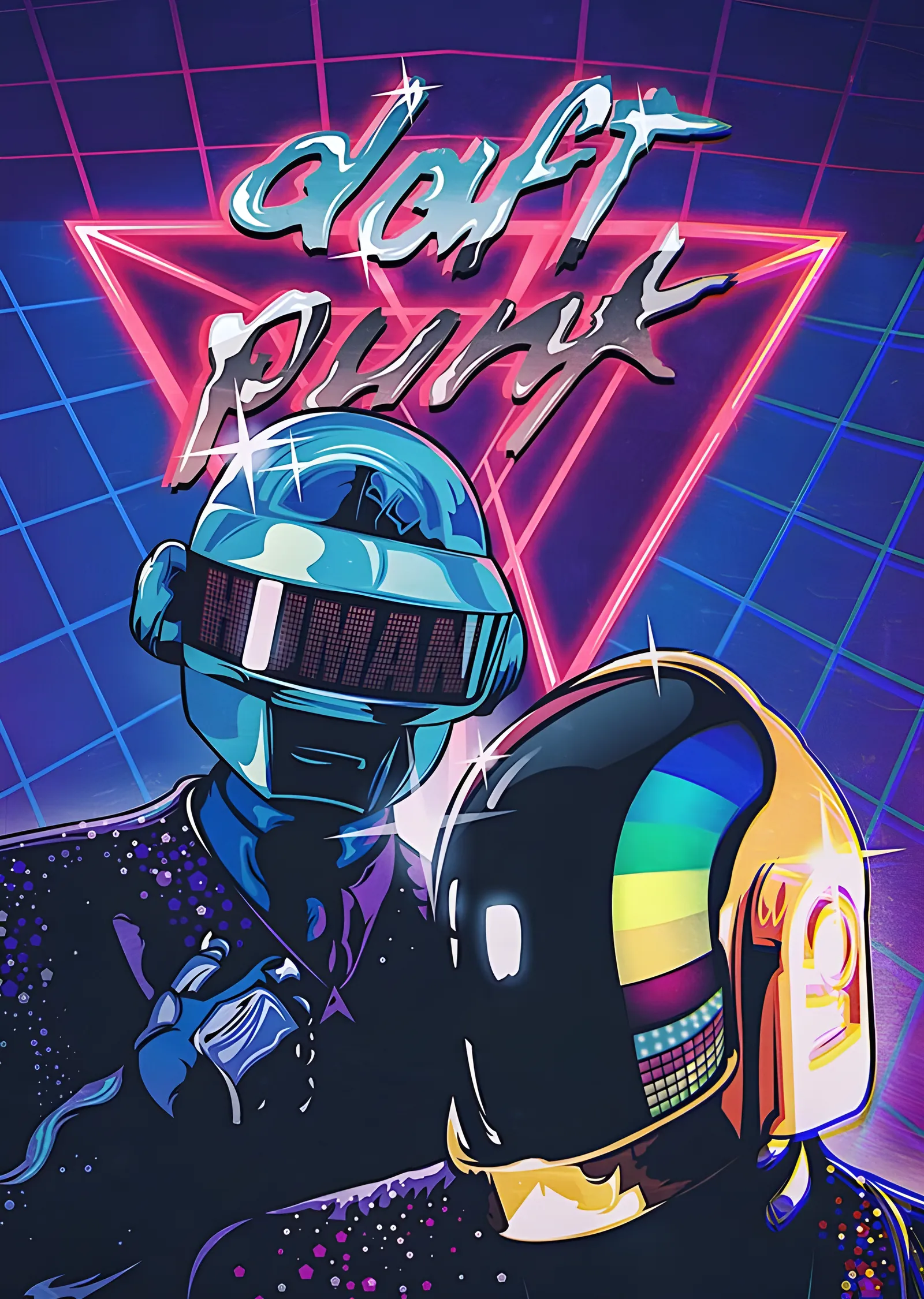 Daft Punk: Retrowave metal tablo