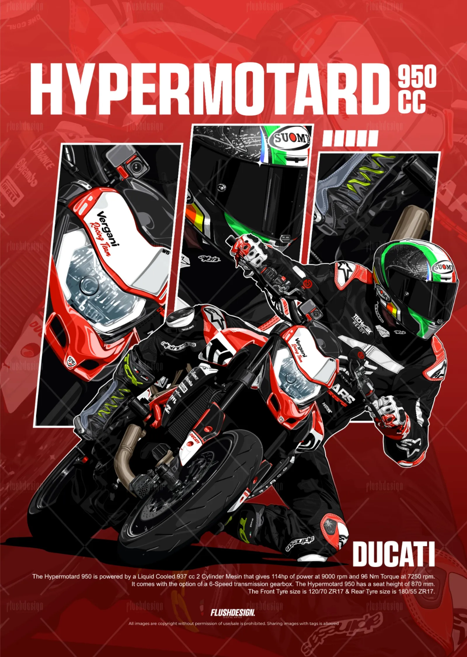 Ducati Hypermotard 950 metal tablo