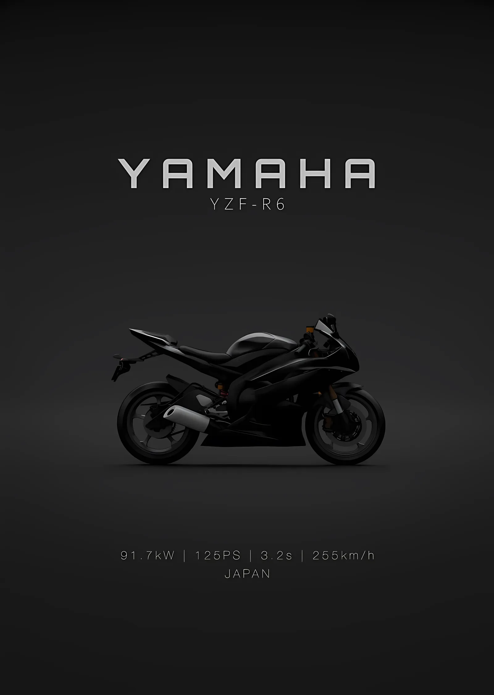 Yamaha YZF-R6 - Minimal Karanlık metal tablo