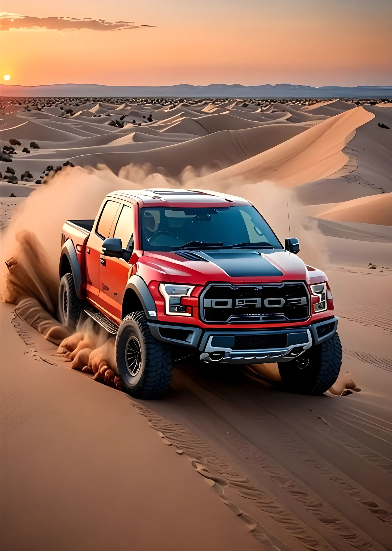 Ford Raptor: Çölde metal tablo