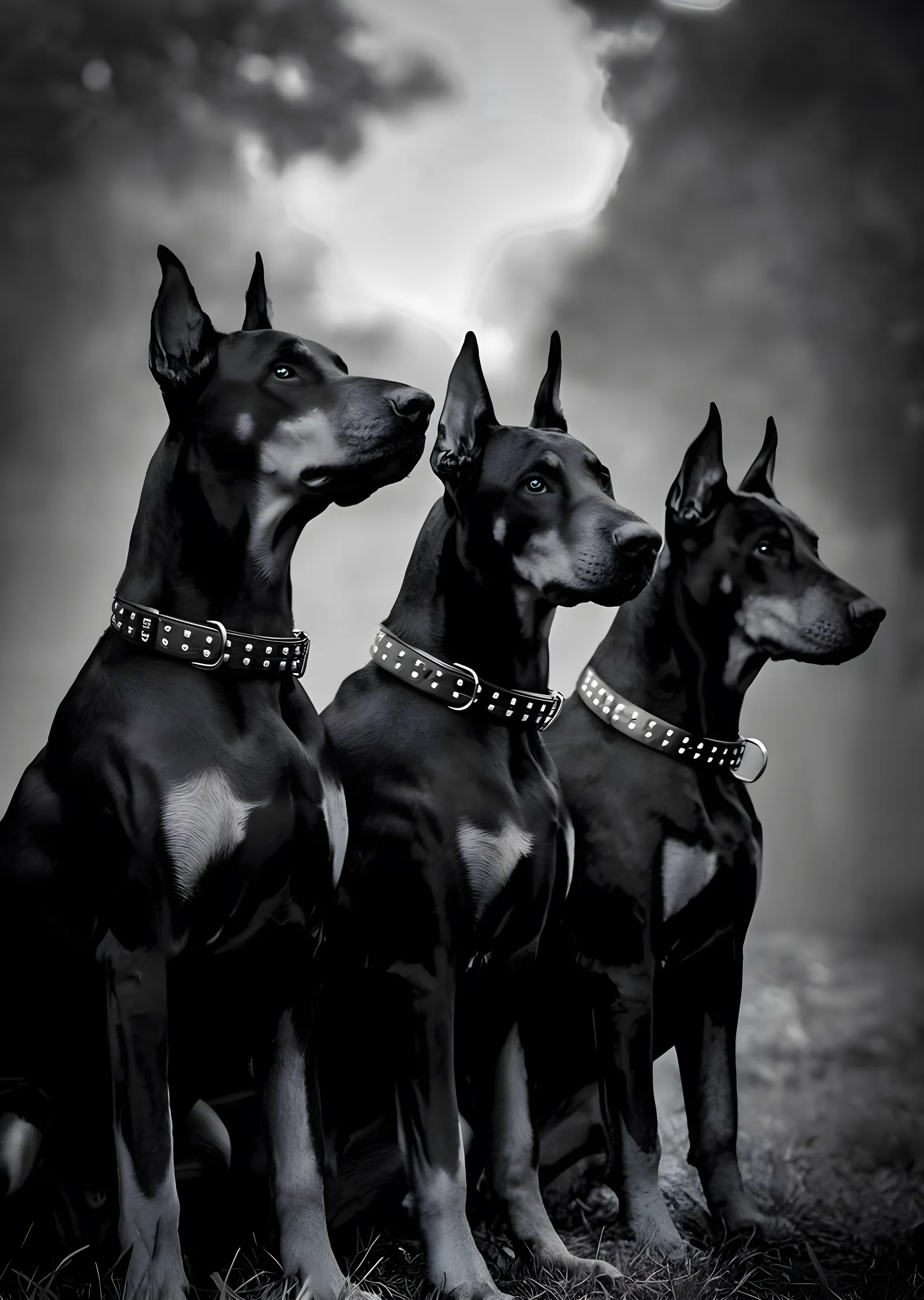 Görkemli ve Güçlü: Siyah Dobermanlar metal tablo
