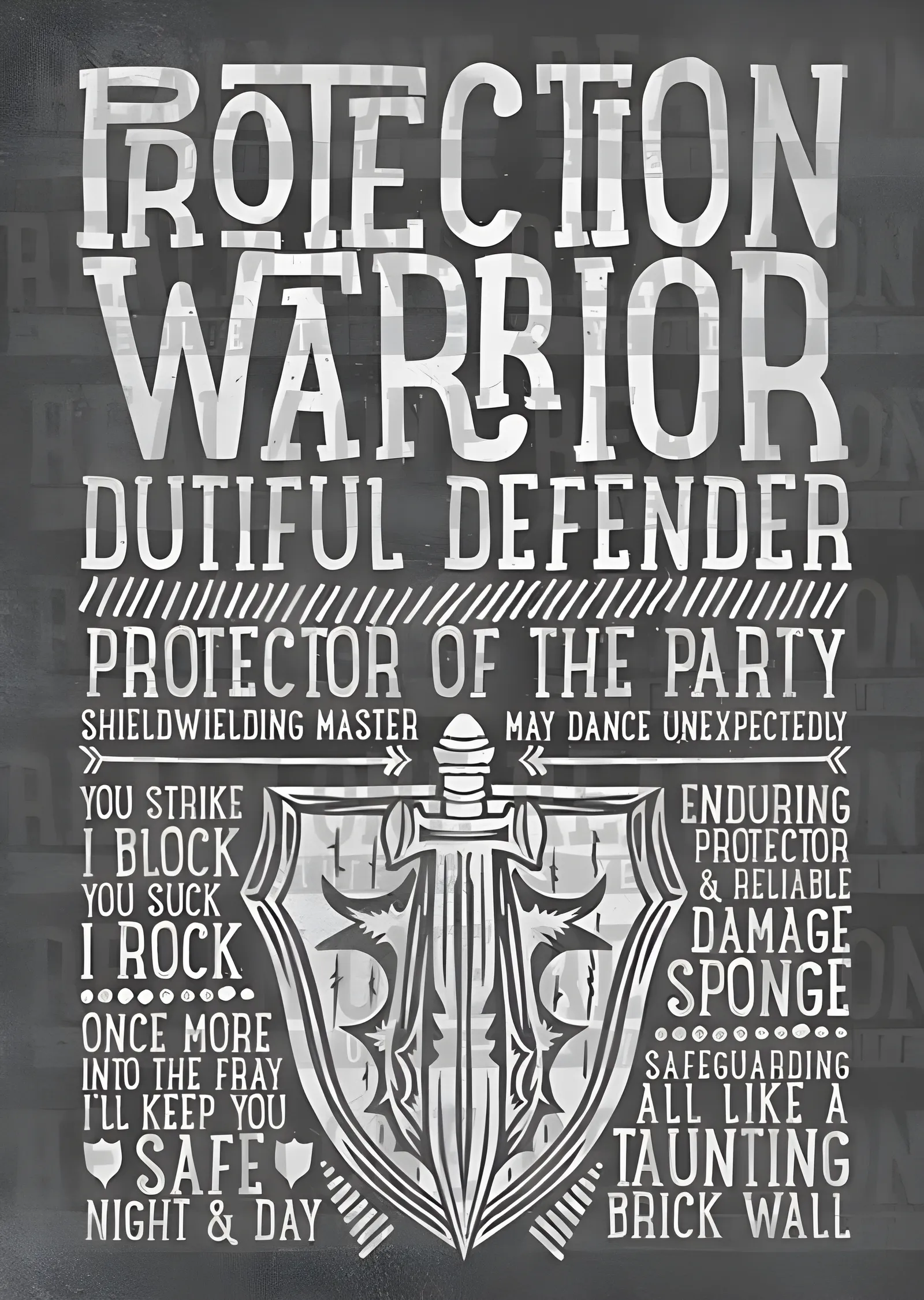 Protection Warrior - Tipografi metal tablo