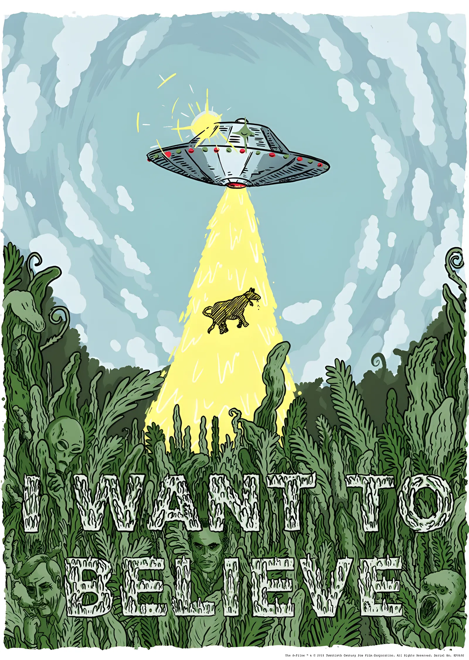 I Want to Believe · Yeşil Baskı metal tablo