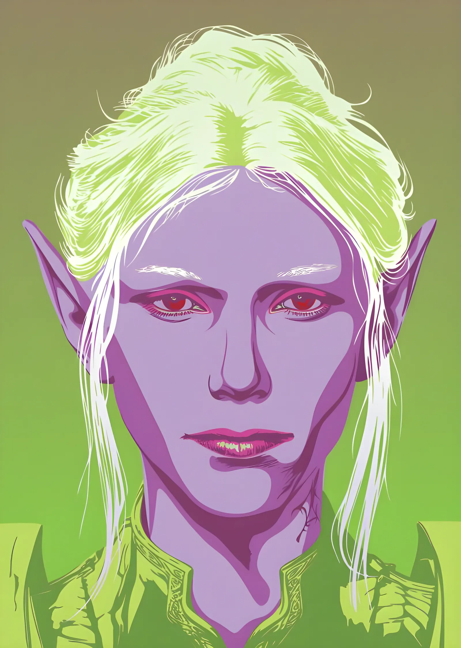 Baldur's Gate 3: Elf Portre Yeşil metal tablo
