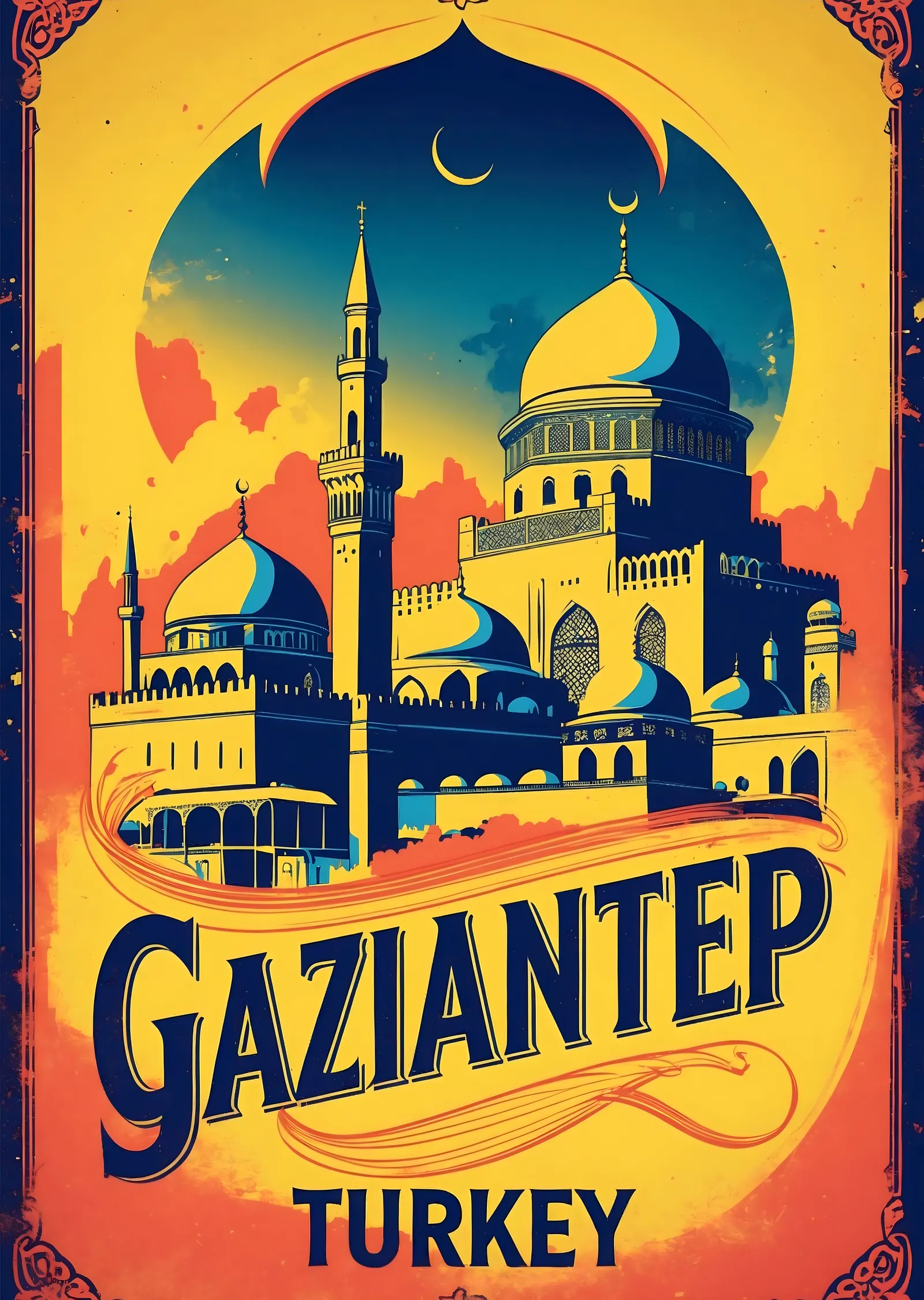 Gaziantep Turkey Vintage Travel metal tablo