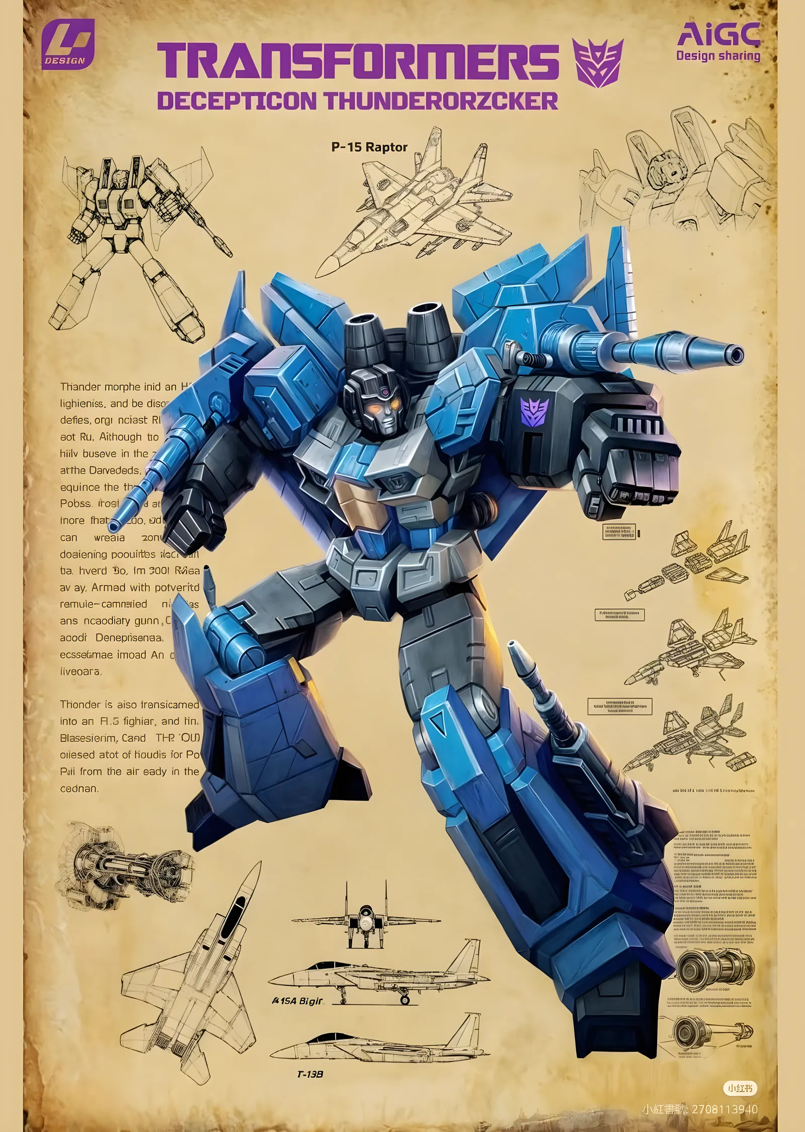 Transformers: Decepticon Robot Teknik Çizim metal tablo