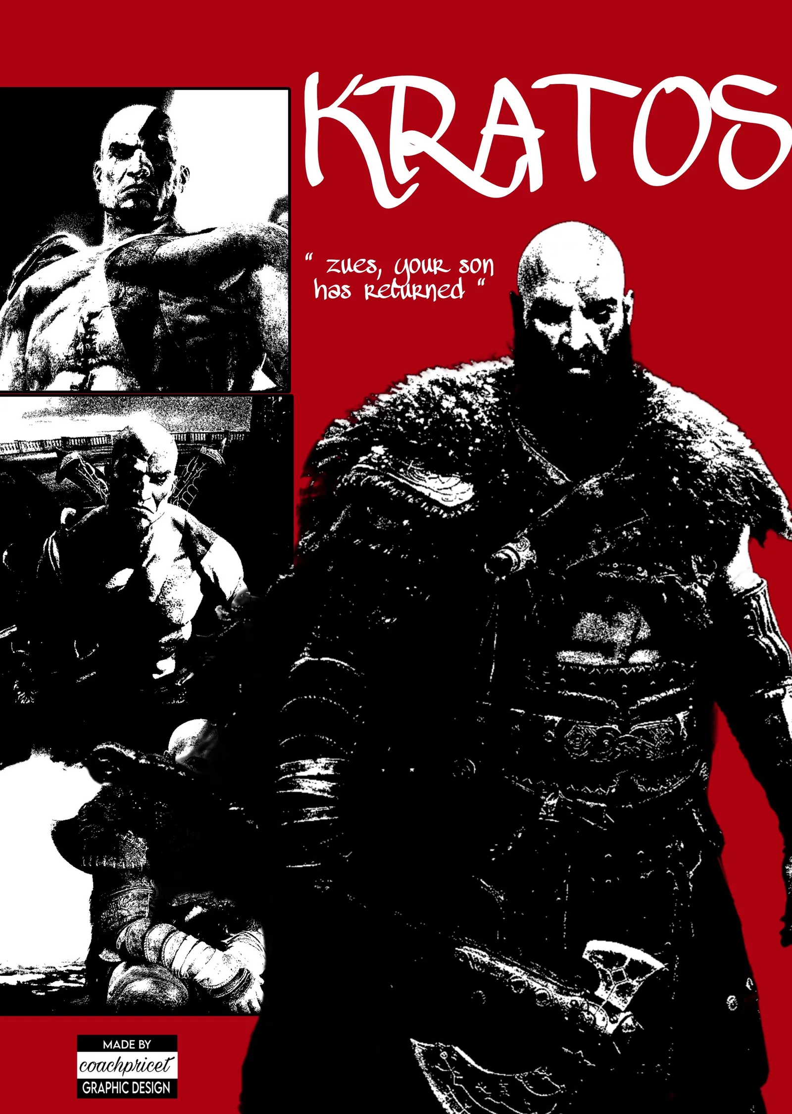 Kratos: Kırmızı Panel metal tablo
