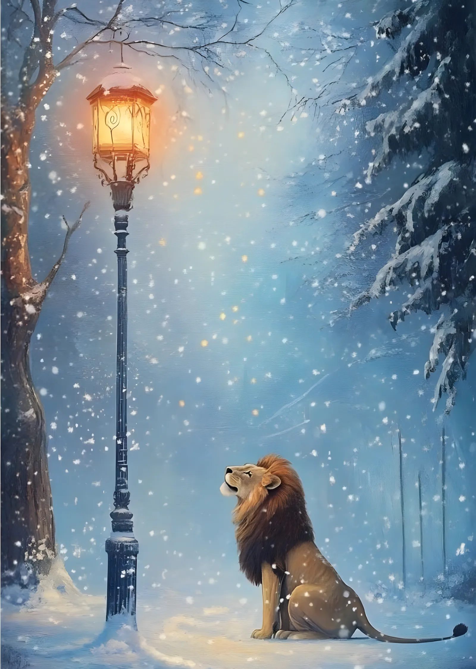 Narnia Kar Altında Aslan ve Lamba metal tablo