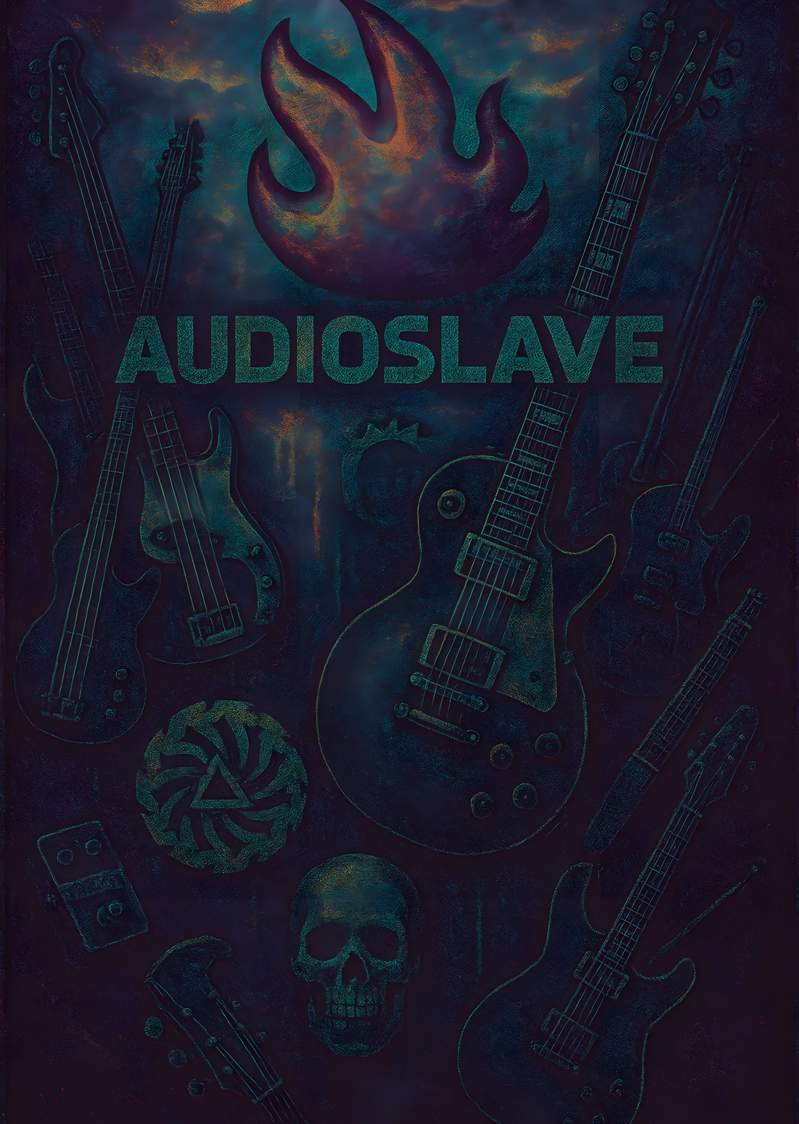 Audioslave: Alev Amblemi metal tablo