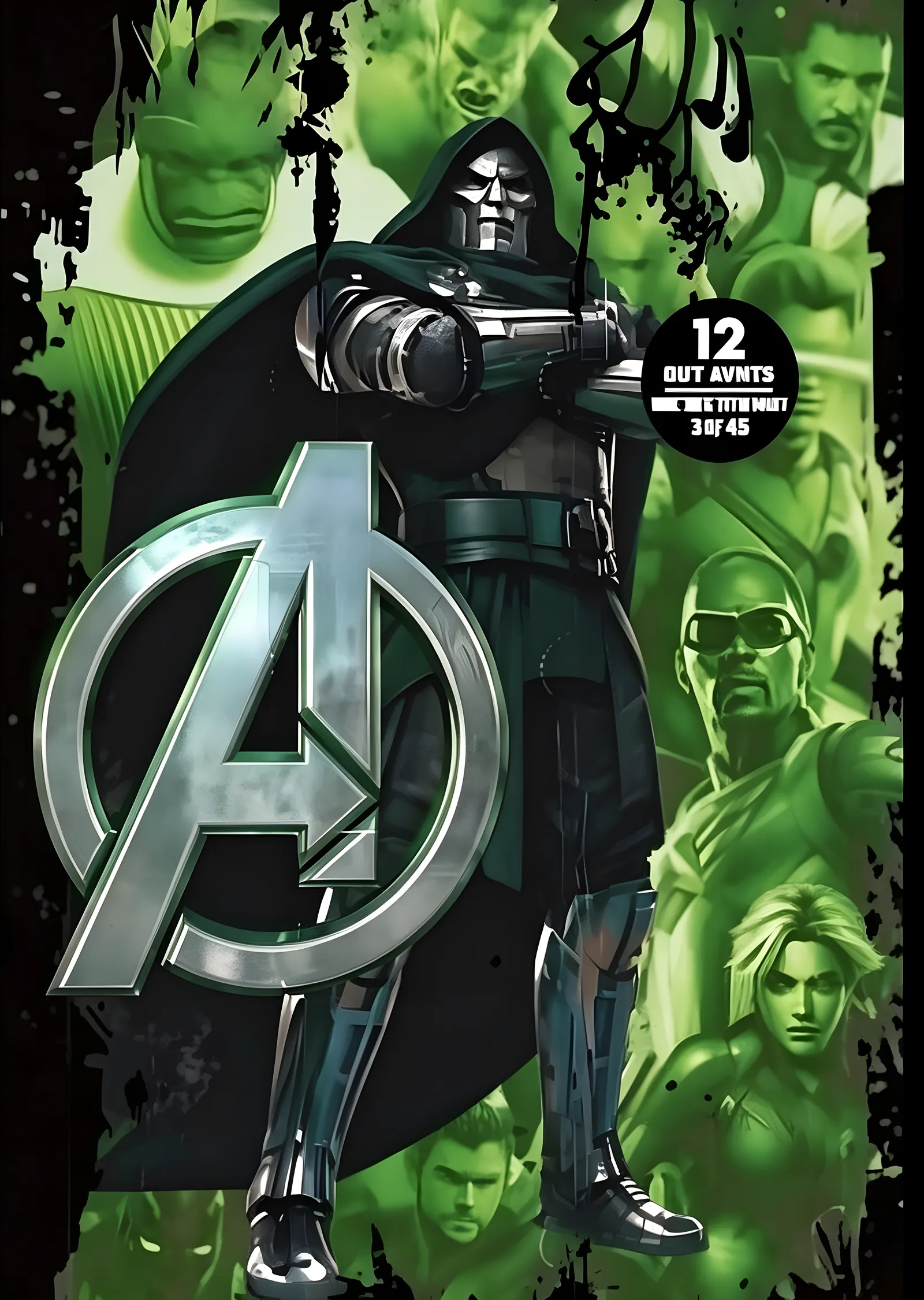 Doctor Doom · Avengers Yeşil Kolaj metal tablo