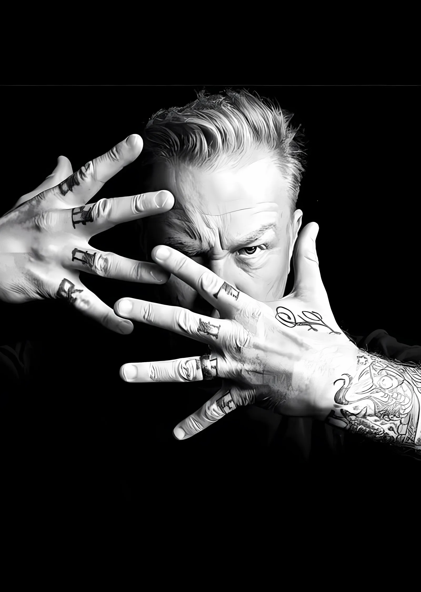 James Hetfield - Dövmeli Eller Portresi metal tablo