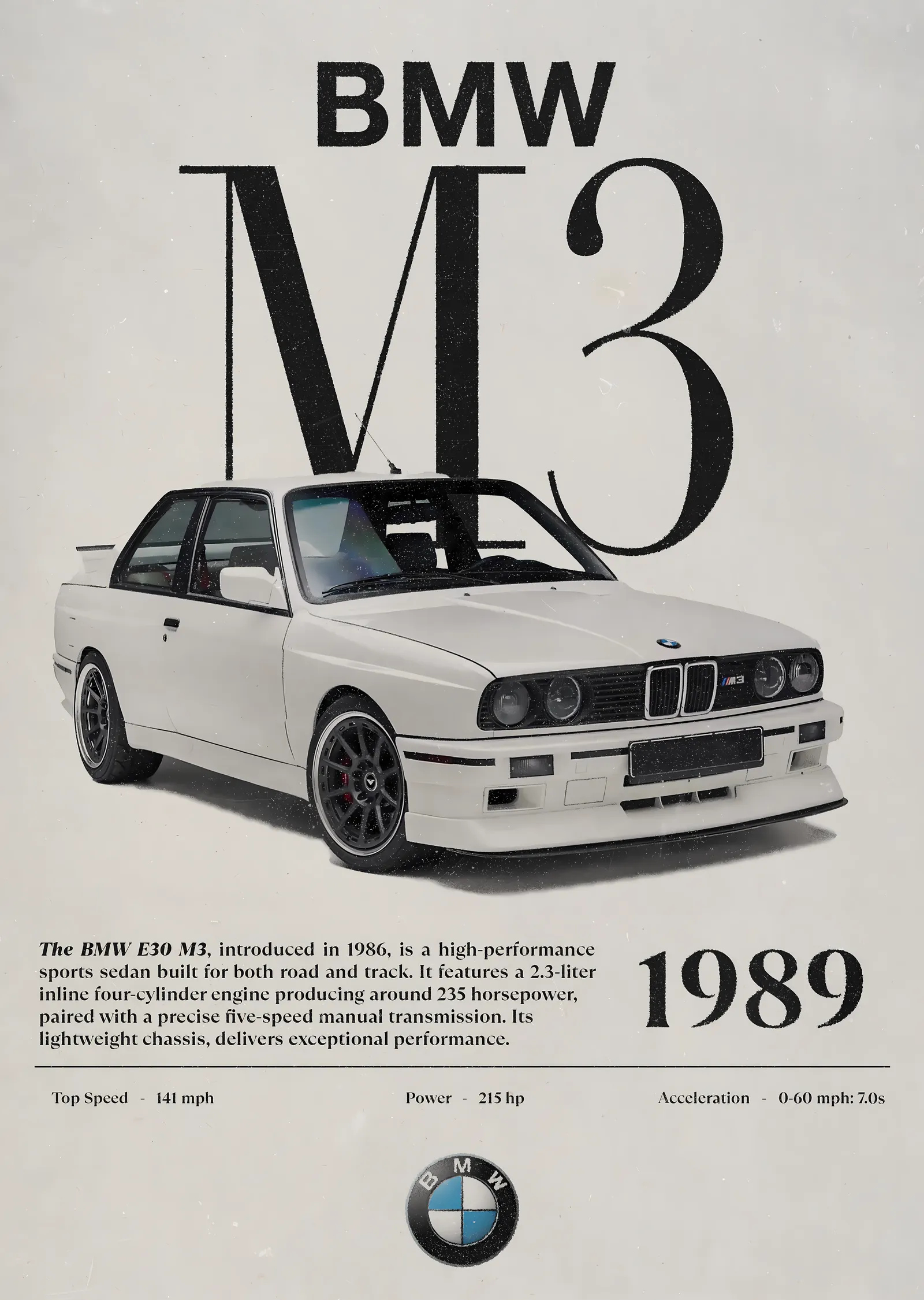 BMW M3 1989 metal tablo