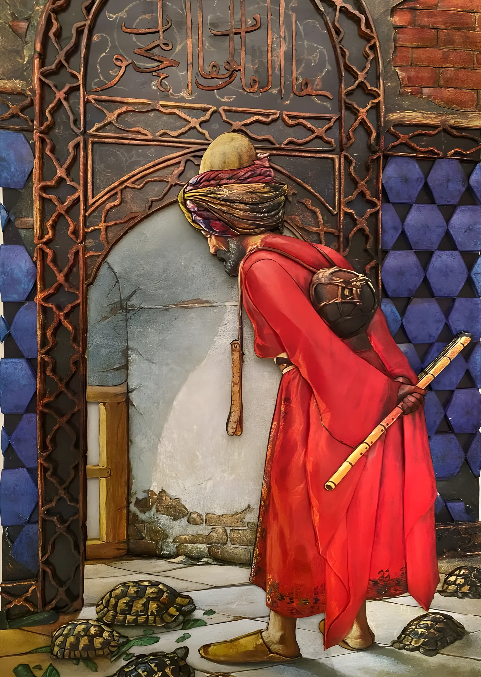 Kaplumbağa Terbiyecisi - Osman Hamdi Bey metal tablo