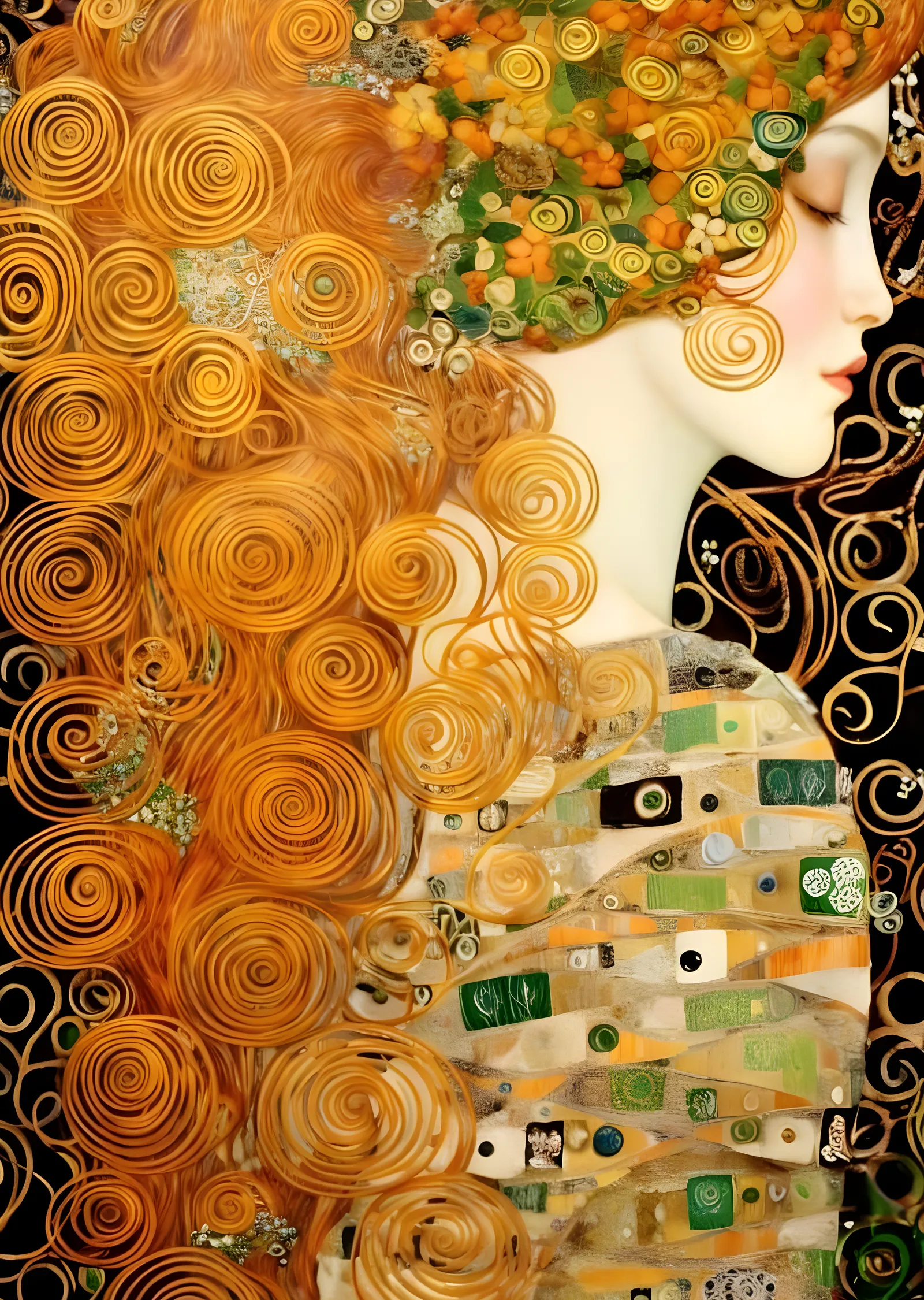 Klimt: Altın Profil metal tablo