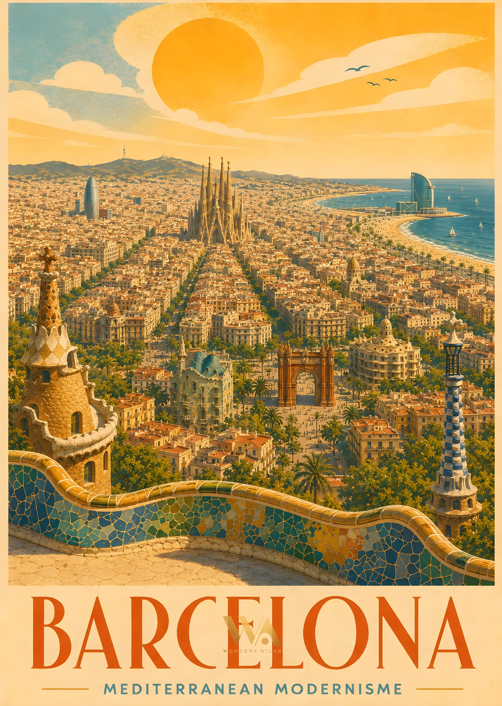 Barcelona: Mediterranean Modernisme metal tablo