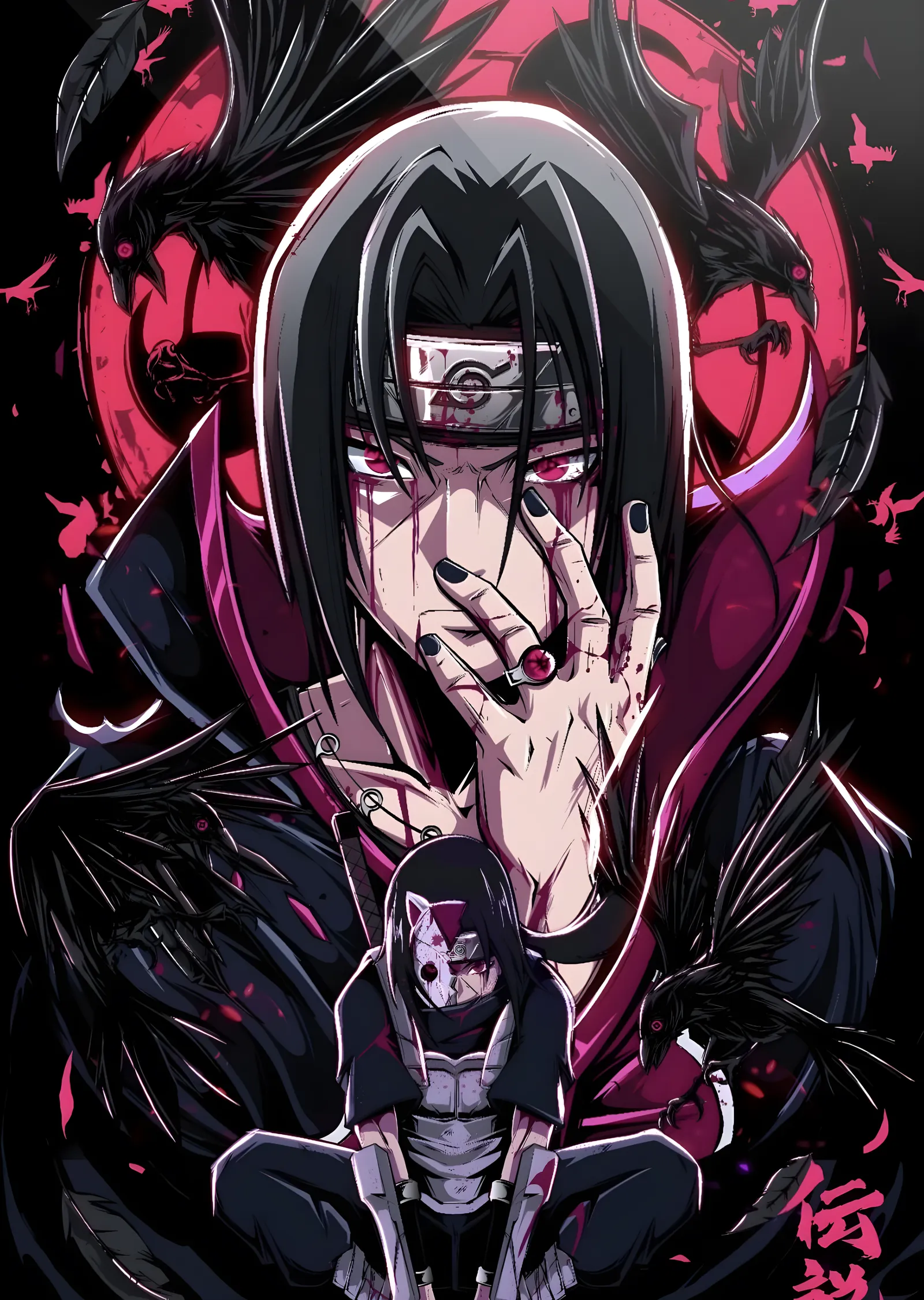 Naruto - Uchiha Itachi: Yakın Plan metal tablo