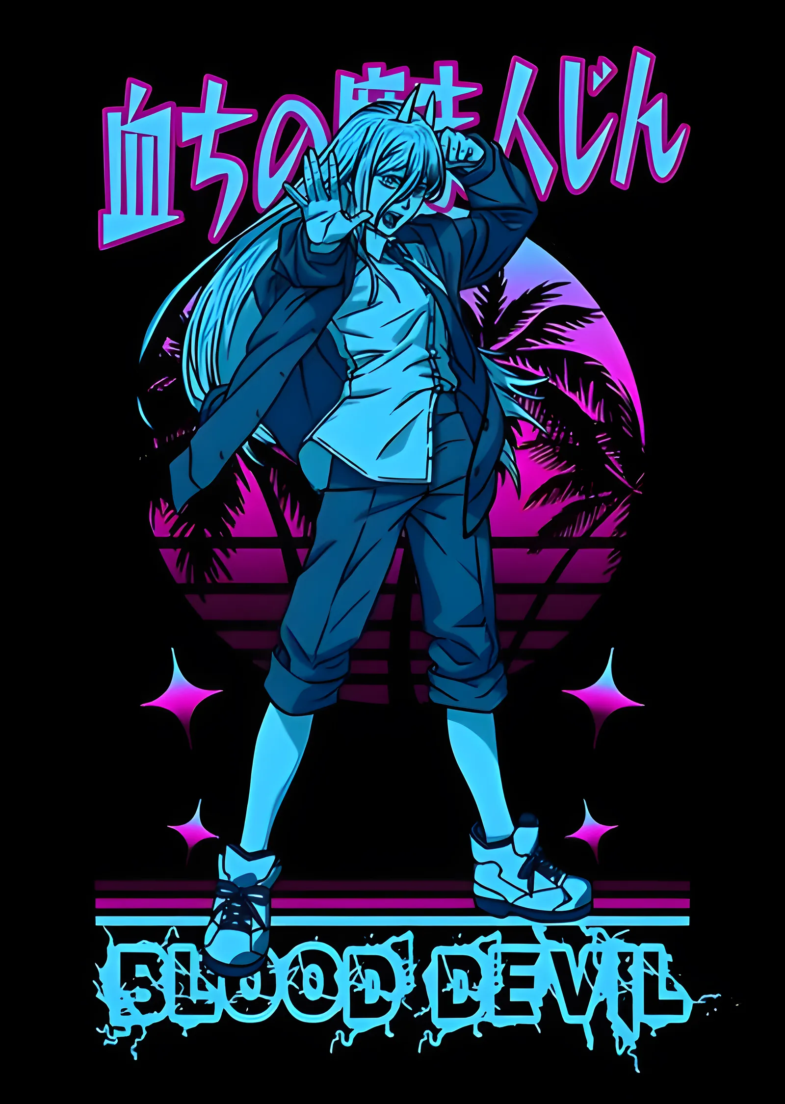 Blood Devil: Neon Retro Anime metal tablo