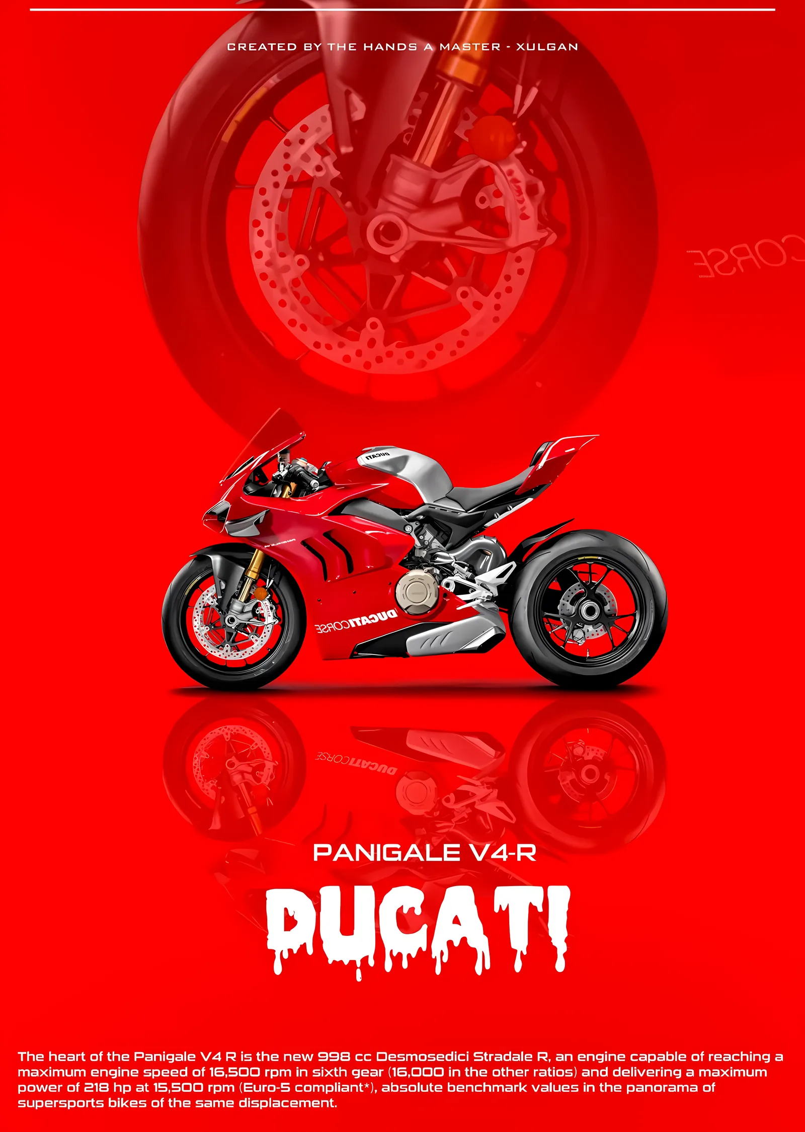 Ducati Panigale V4-R - Kırmızı Kompozisyon metal tablo