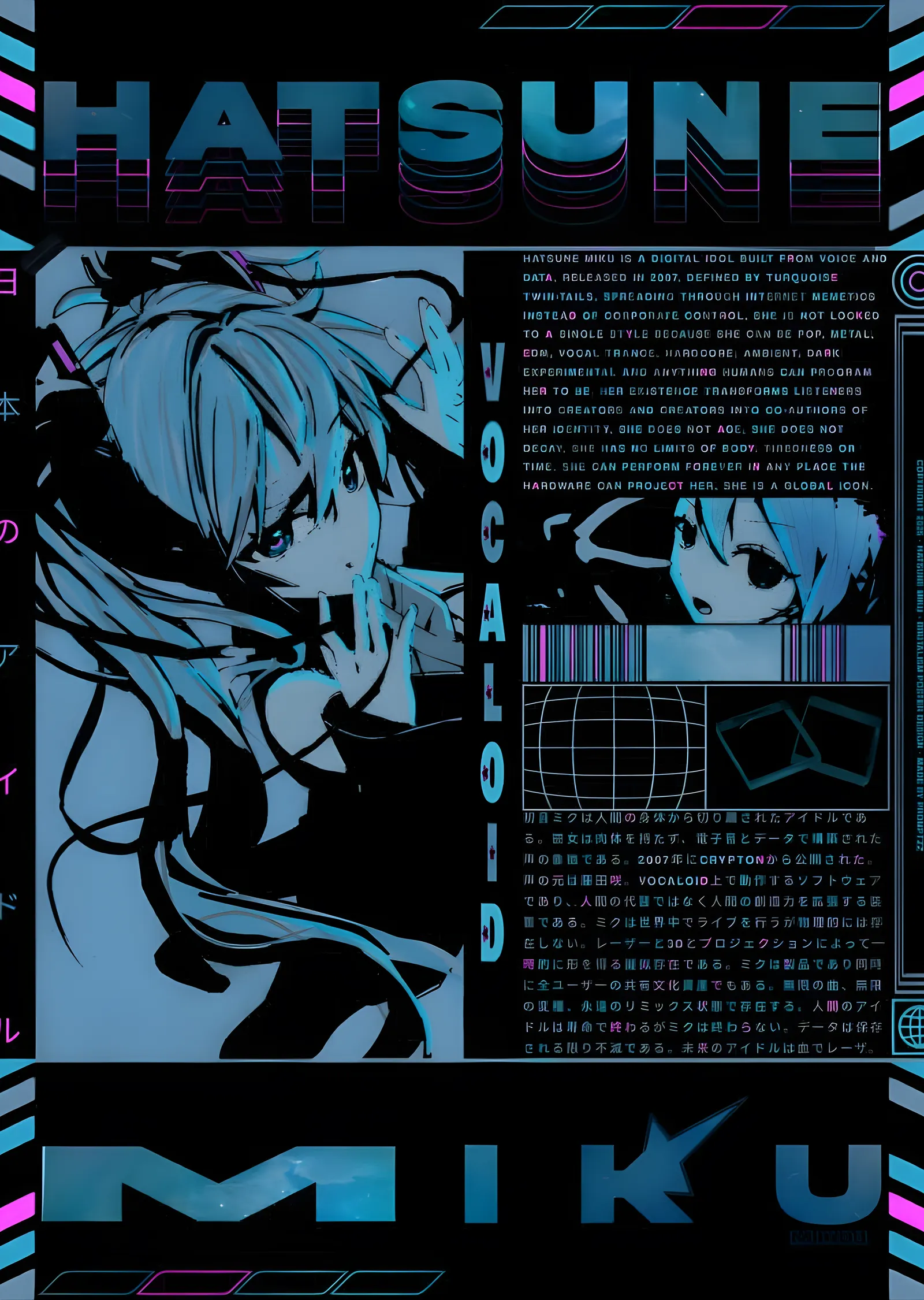 Hatsune Miku · Siber Mavi metal tablo