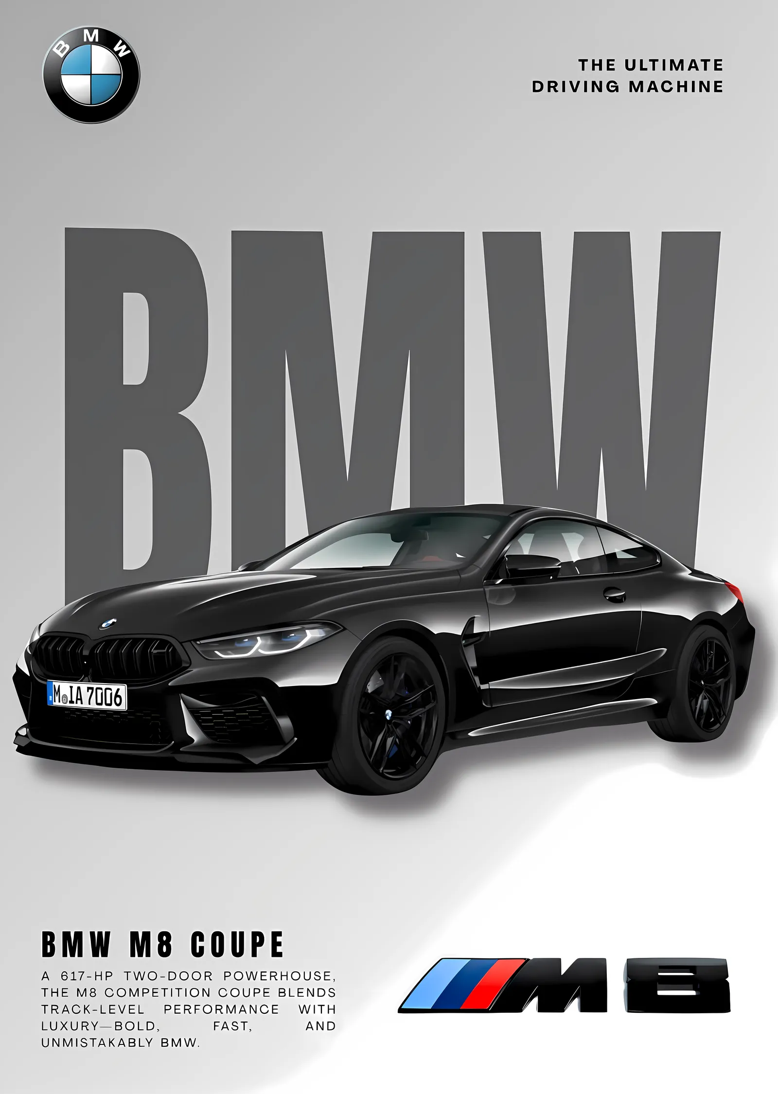 BMW M8 Coupe: The Ultimate Driving Machine metal tablo