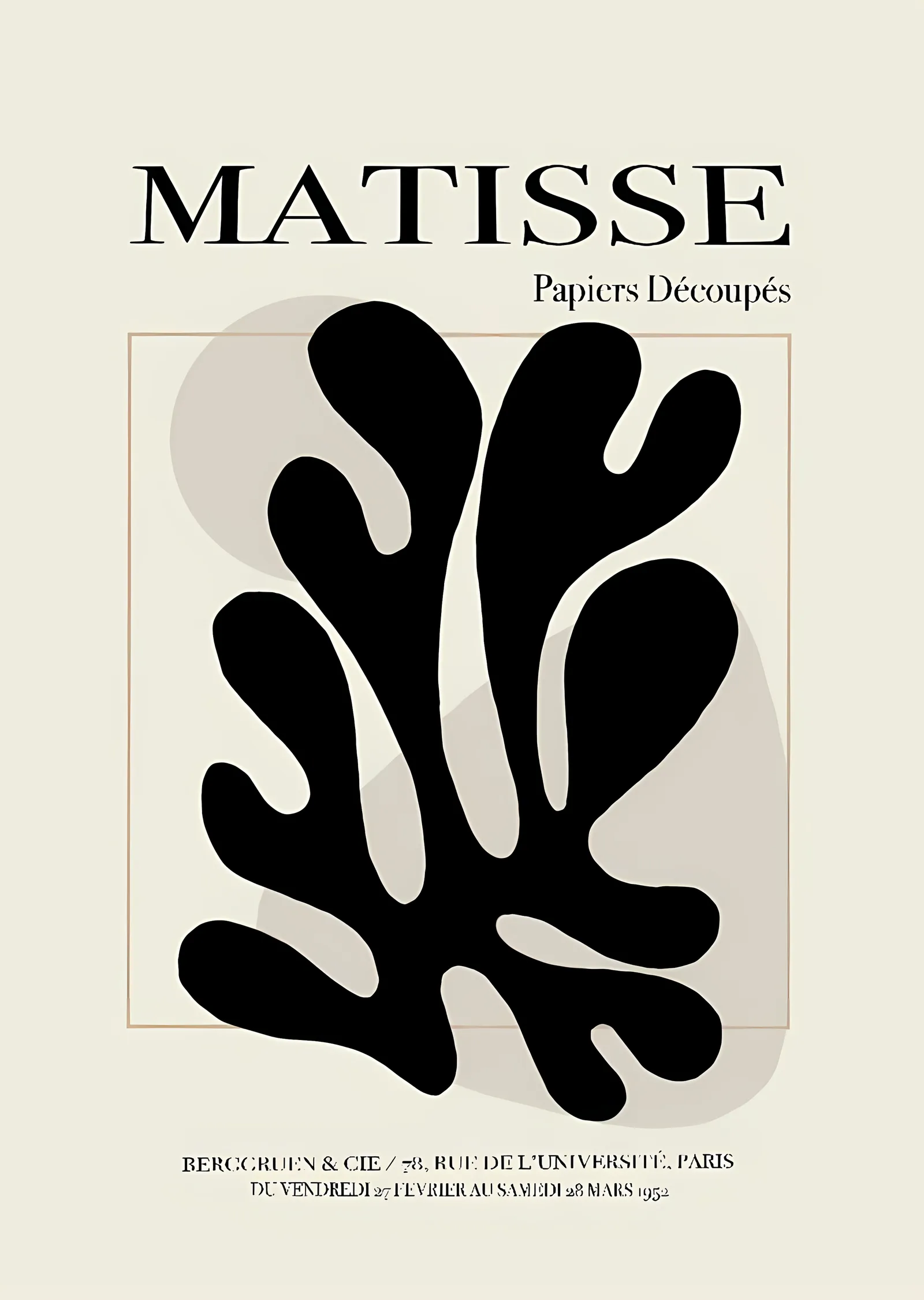 Matisse: Siyah Yaprak metal tablo