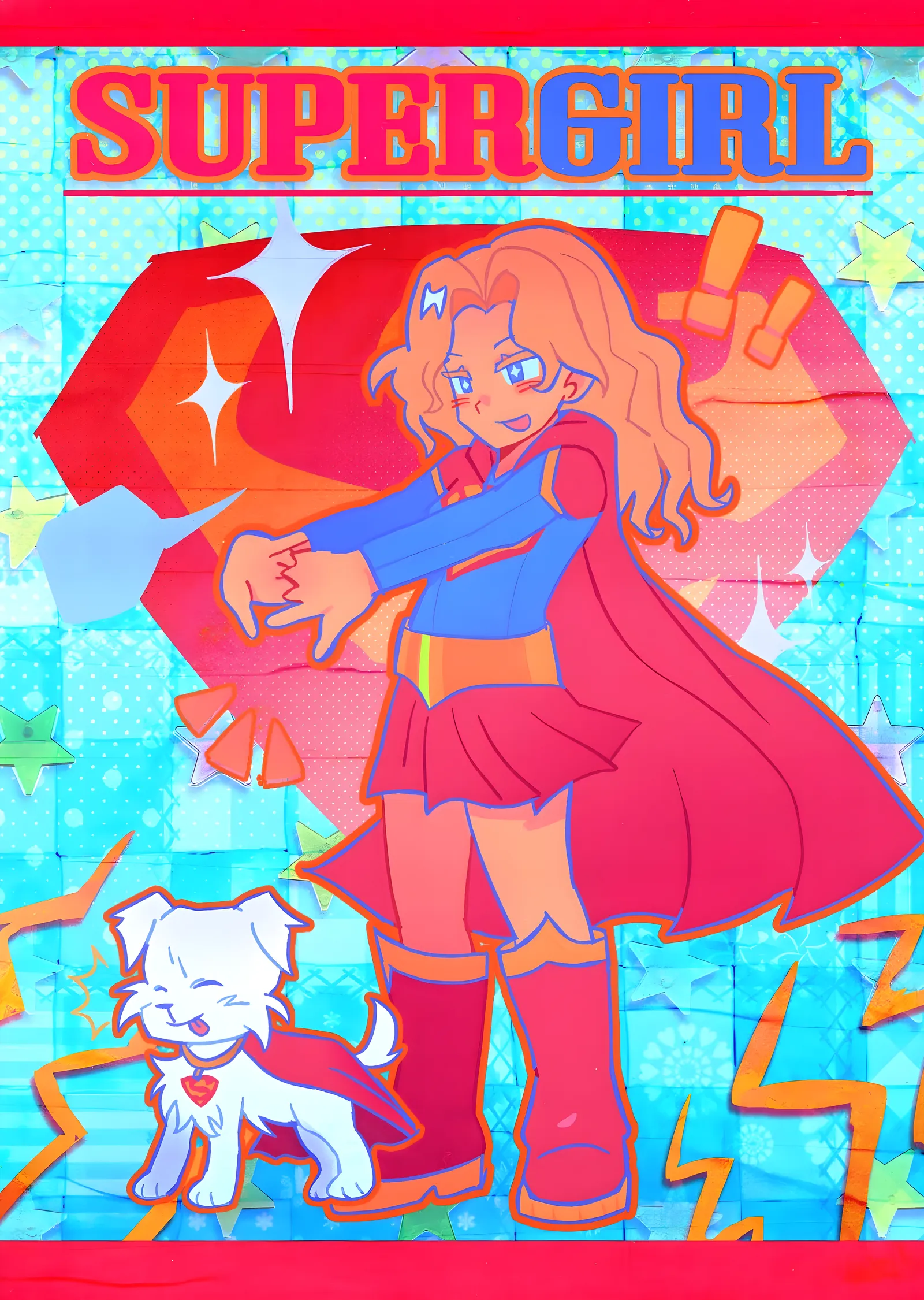 Supergirl ve Krypto - Çizgi Roman Kapağı metal tablo
