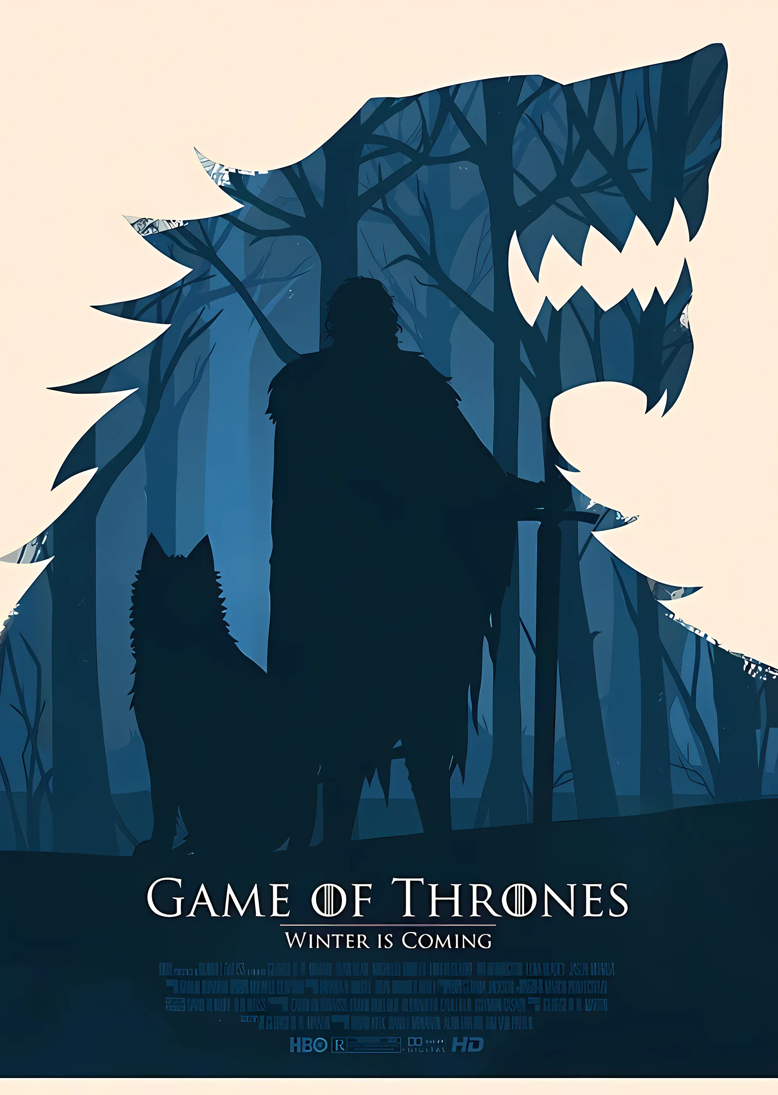 Game of Thrones: Kış Geldi - Direwolf Silüeti metal tablo