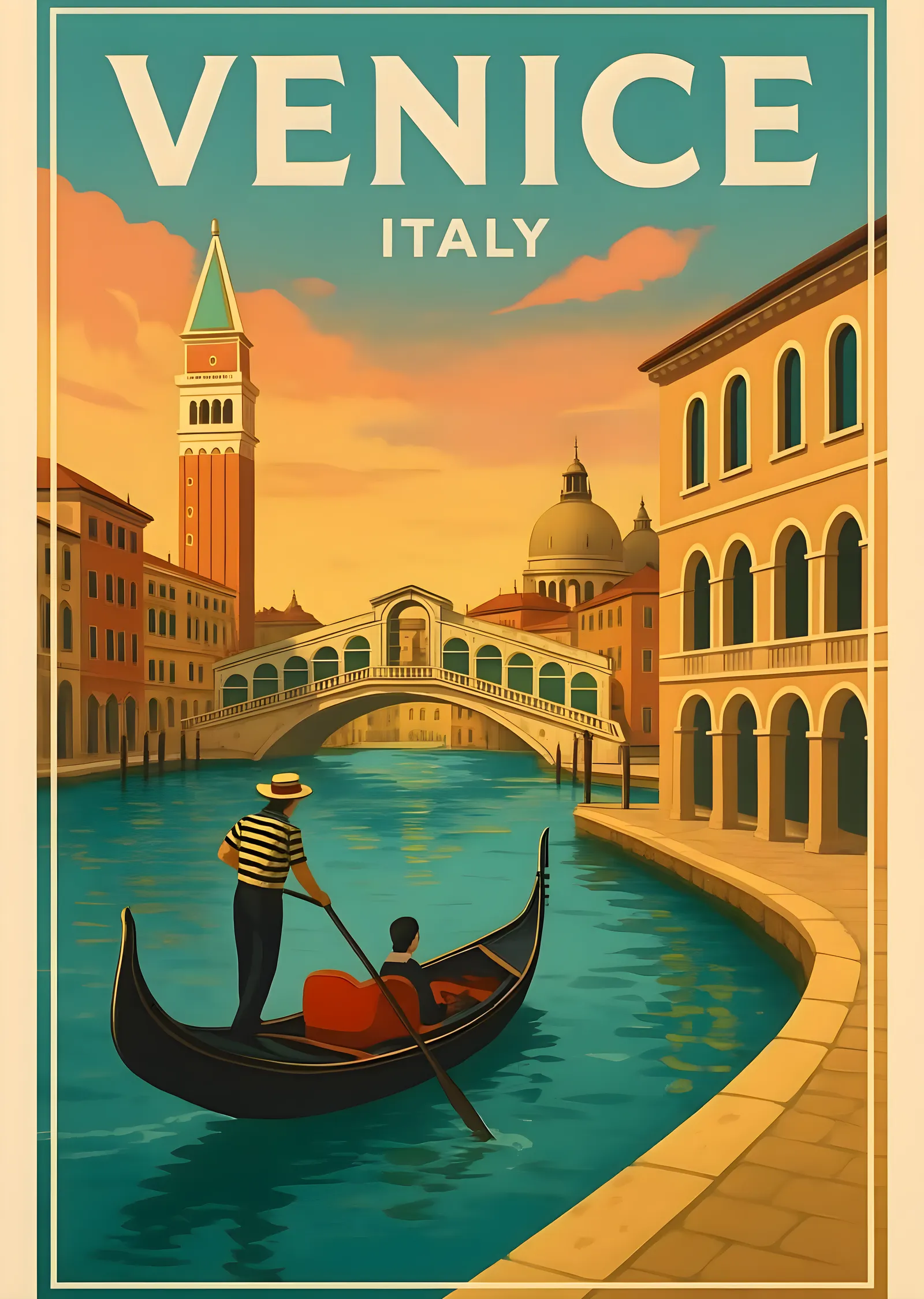 Venice Italy Gondola metal tablo