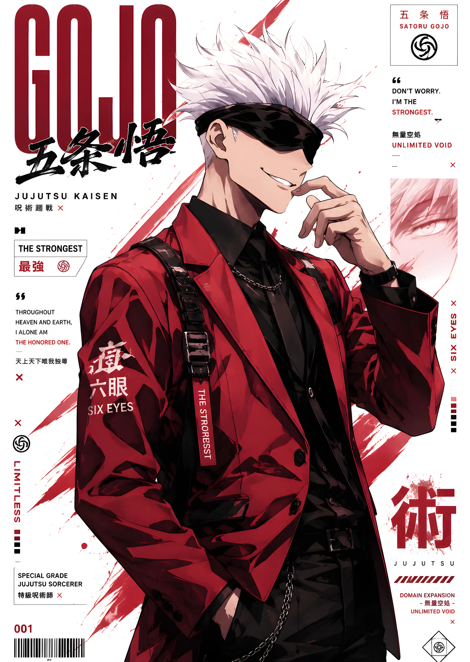 Jujutsu Kaisen - Kırmızı Ceketli Gojo metal tablo