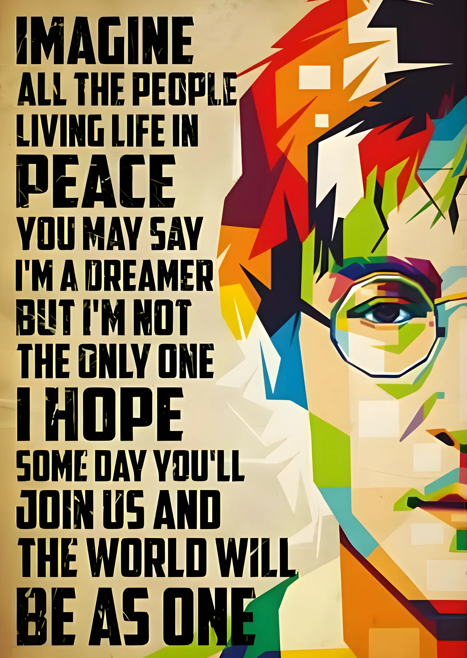John Lennon: Imagine - Geometrik Çok Renkli Portre metal tablo