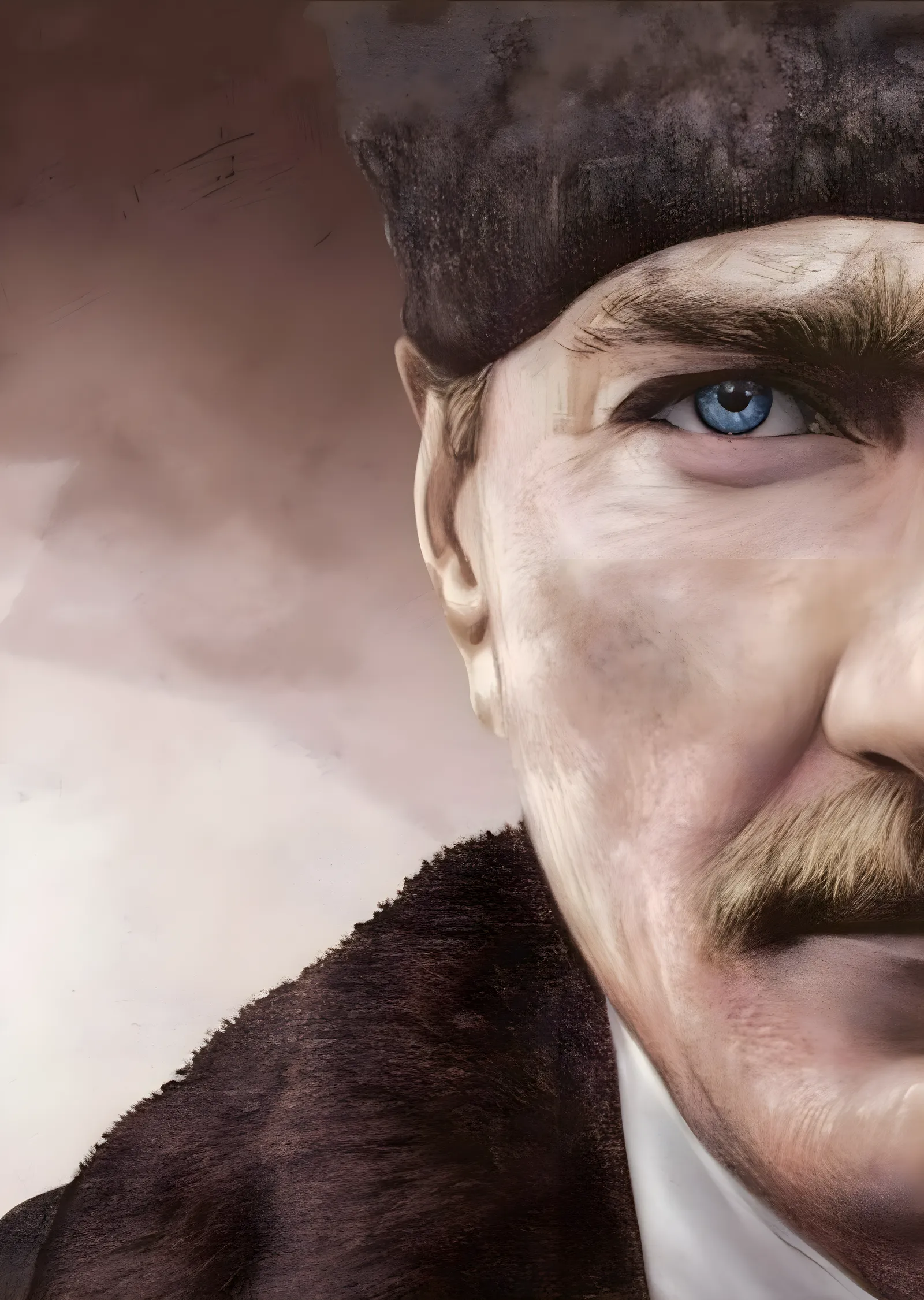 Atatürk: Kalpaklı Mavi Gözlü Portre metal tablo