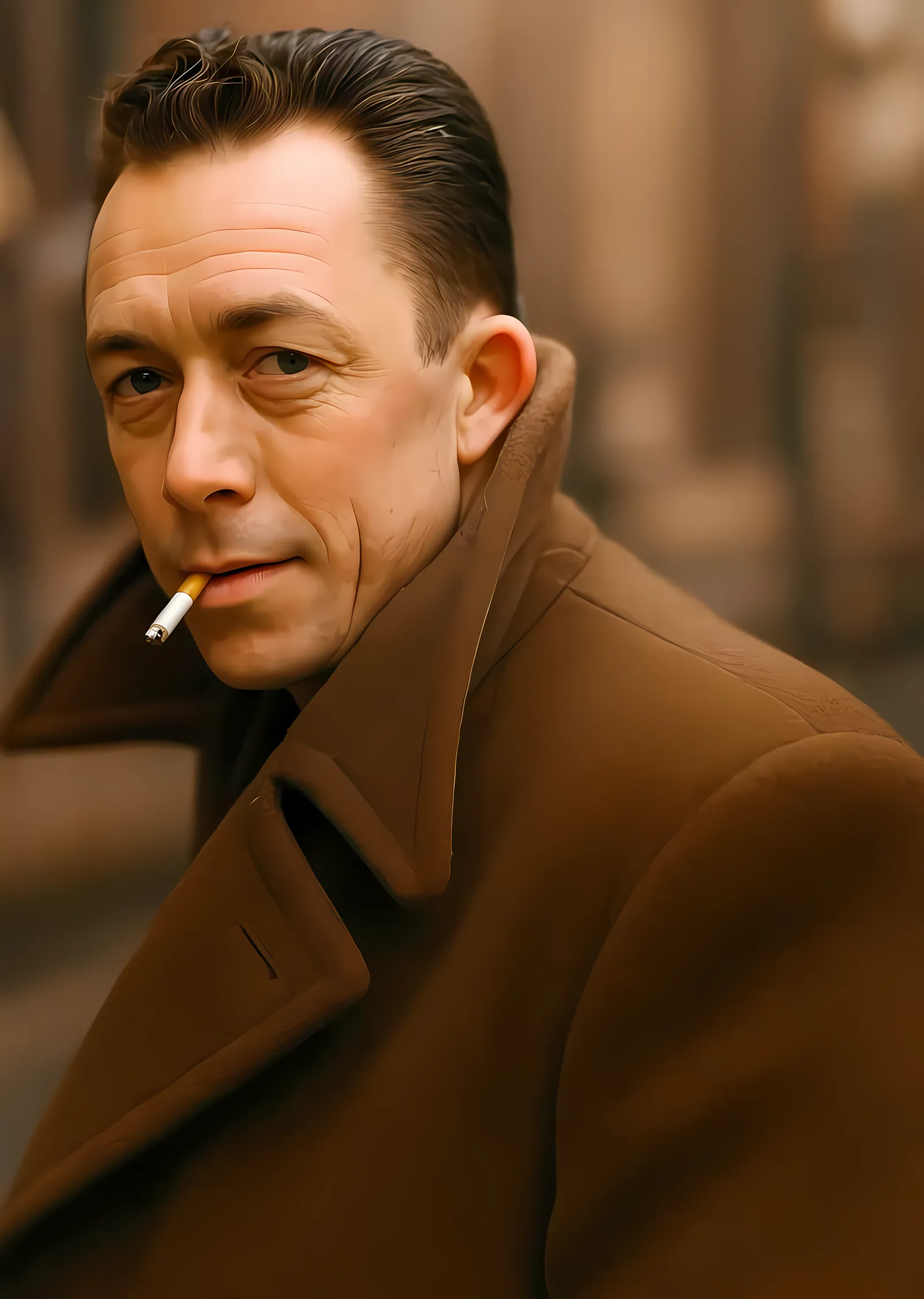 Camus: Derin Düşünen Portre metal tablo