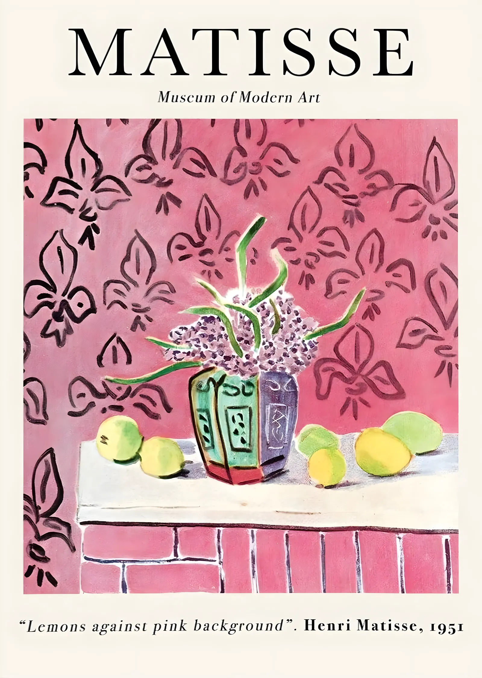 Matisse: Lemons Against Pink Background metal tablo