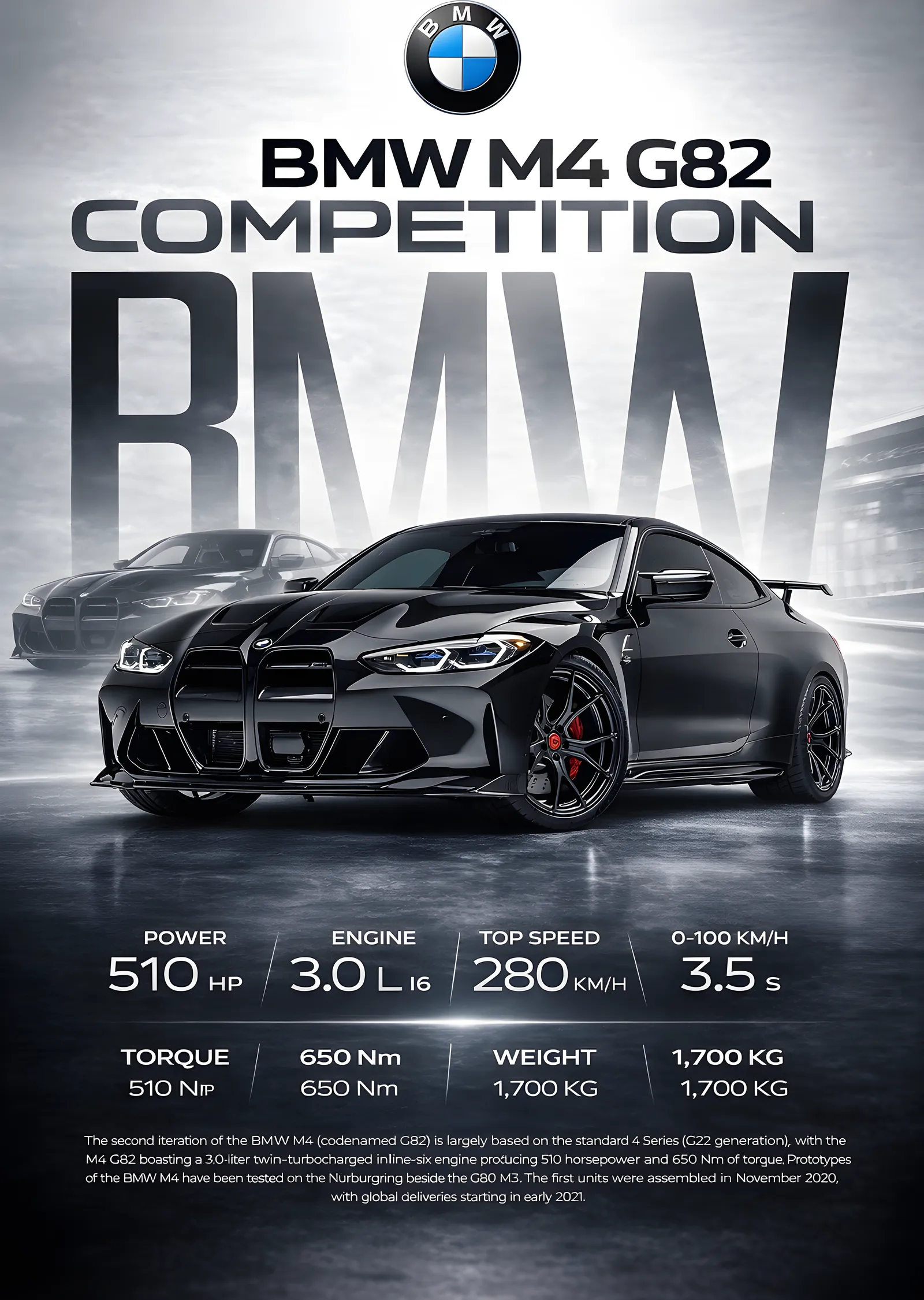 BMW M4 G82 Competition metal tablo