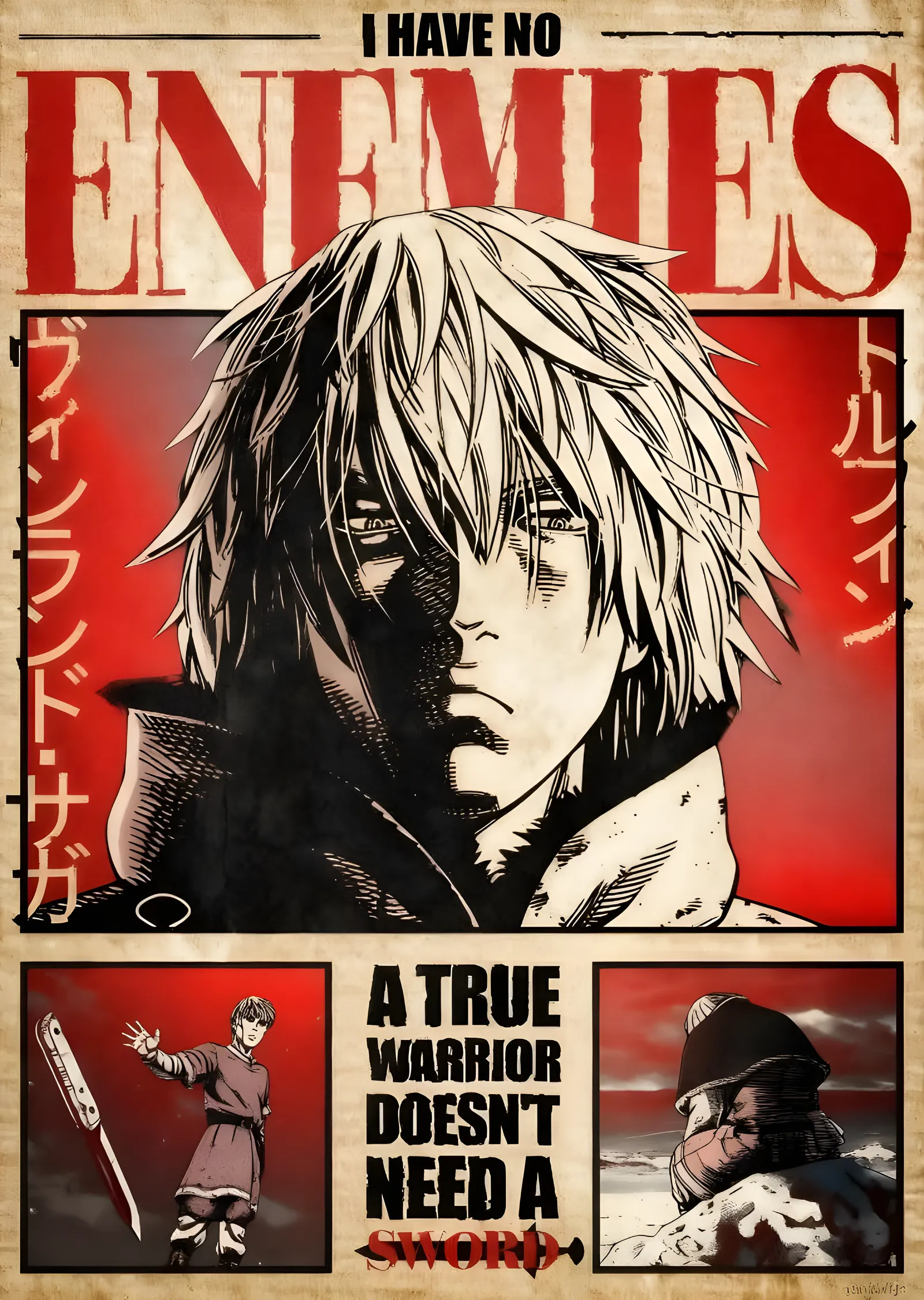 Vinland Saga: Düşmanım Yok - Kırmızılı Savaşçı Portresi metal tablo