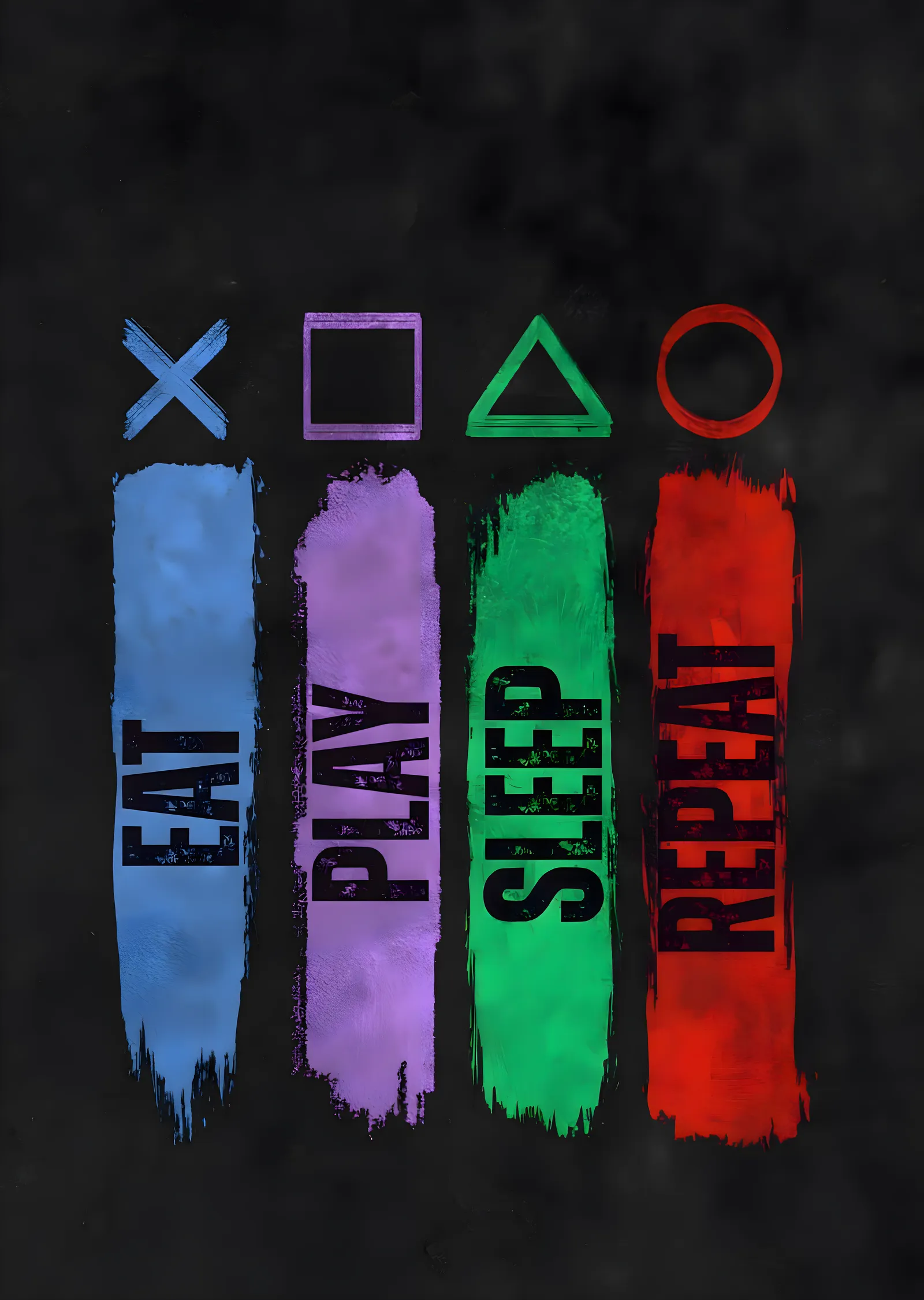 Eat Play Sleep Repeat: Basit Hayat Döngüsü metal tablo