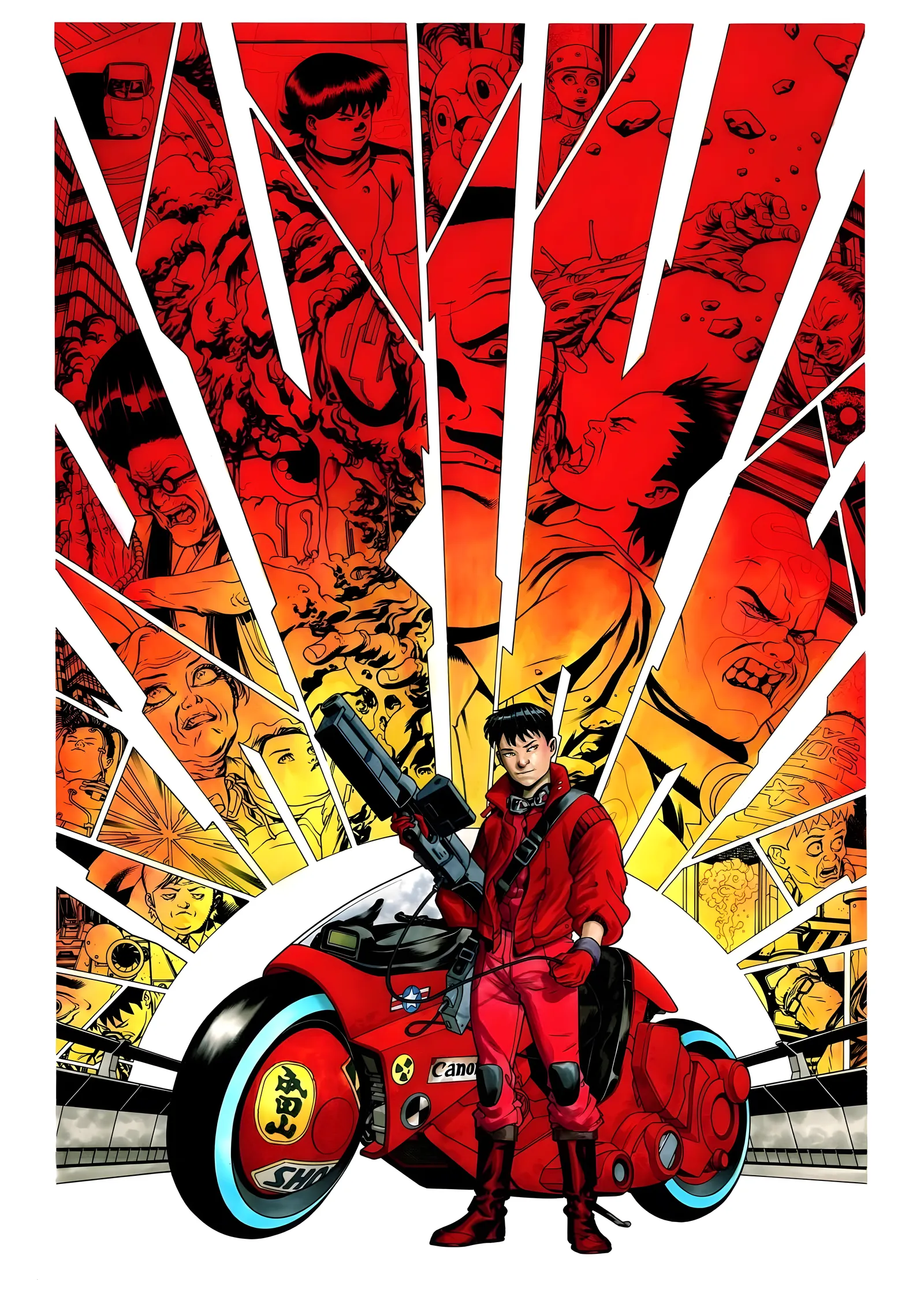 Akira: Kırmızı Motosiklet - Kırmızı Işık Etkili metal tablo