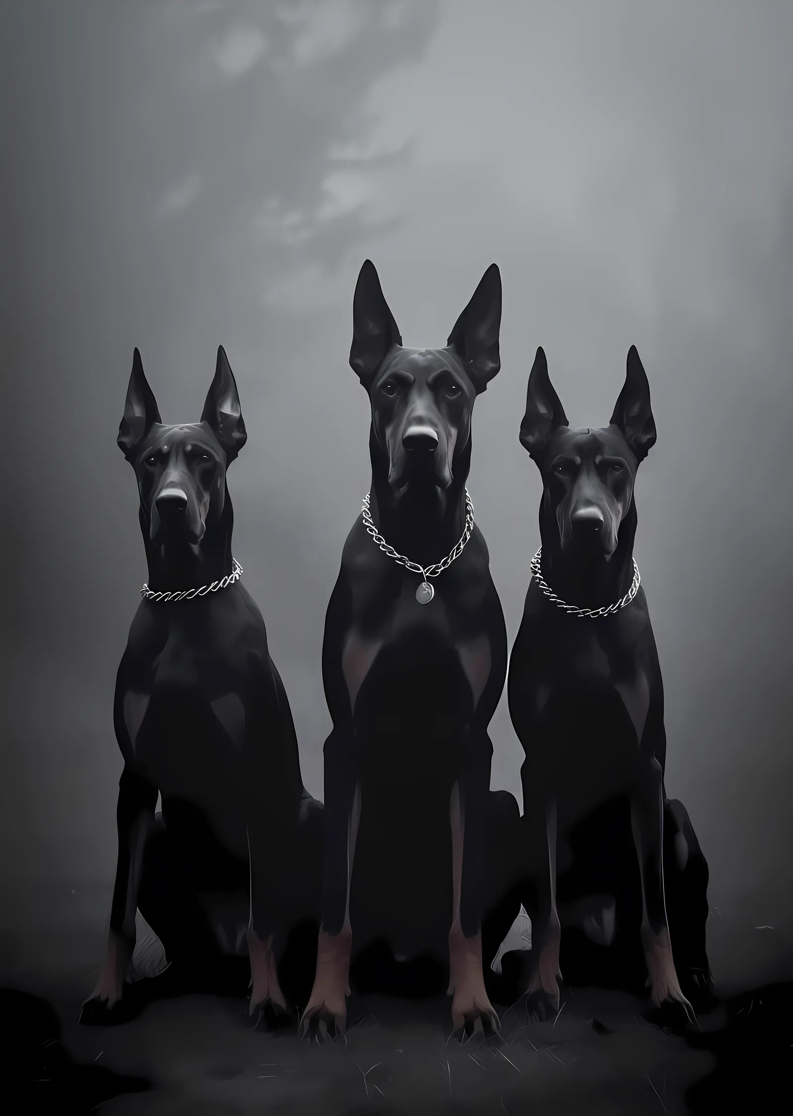 Doberman Üçlüsü: Güçlü Koruyucular metal tablo
