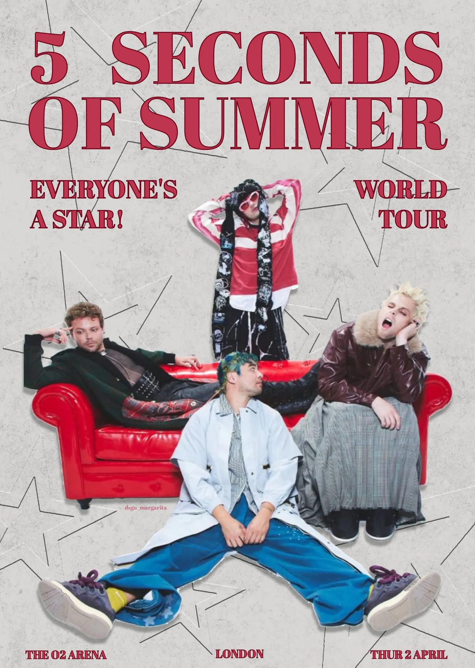 5 Seconds of Summer - Everyone's a Star World Tour metal tablo