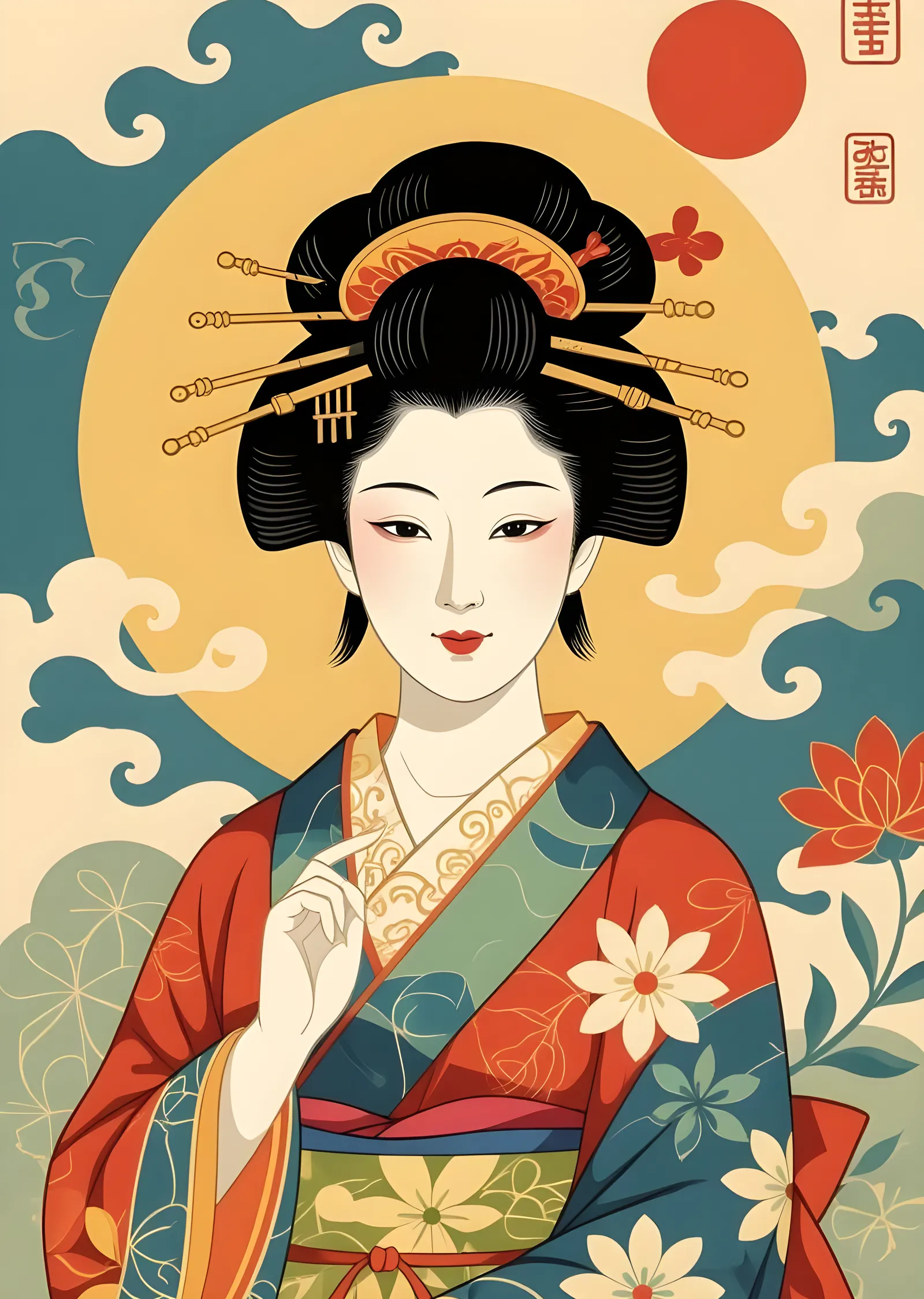 Ukiyo-e Portre metal tablo