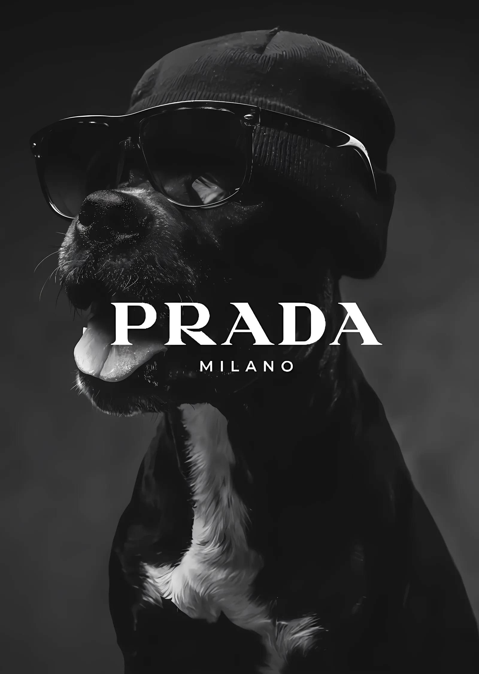 Prada Milano: Moda İkonu Köpek Portresi metal tablo