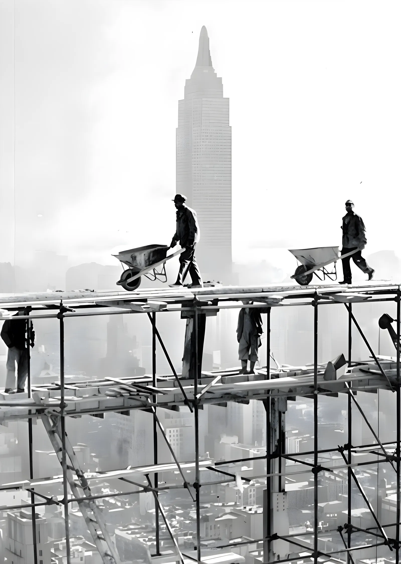 Empire State'in Önünde İnşaat İşçileri metal tablo