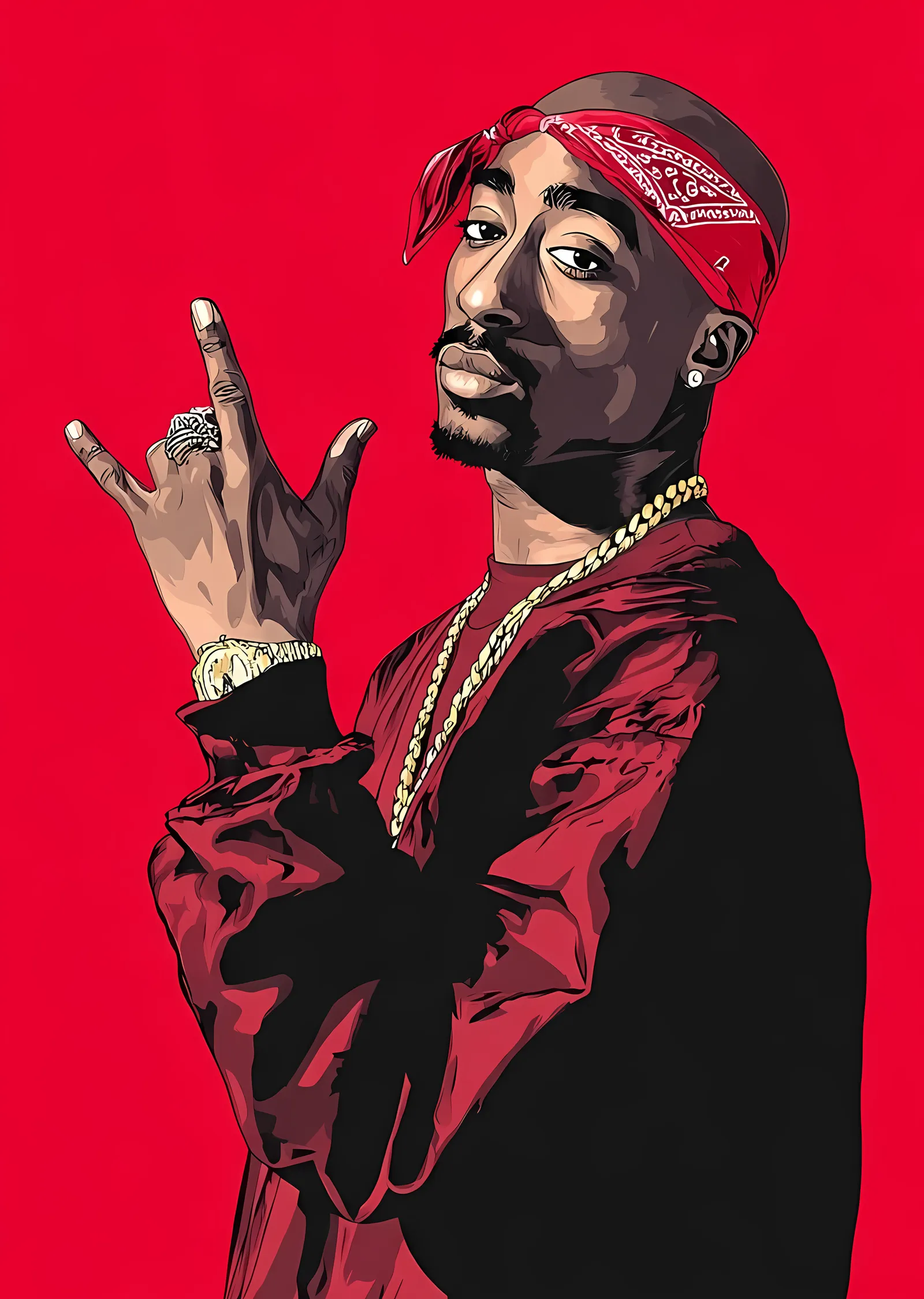 2Pac: Kırmızı Zemin Pop Art metal tablo