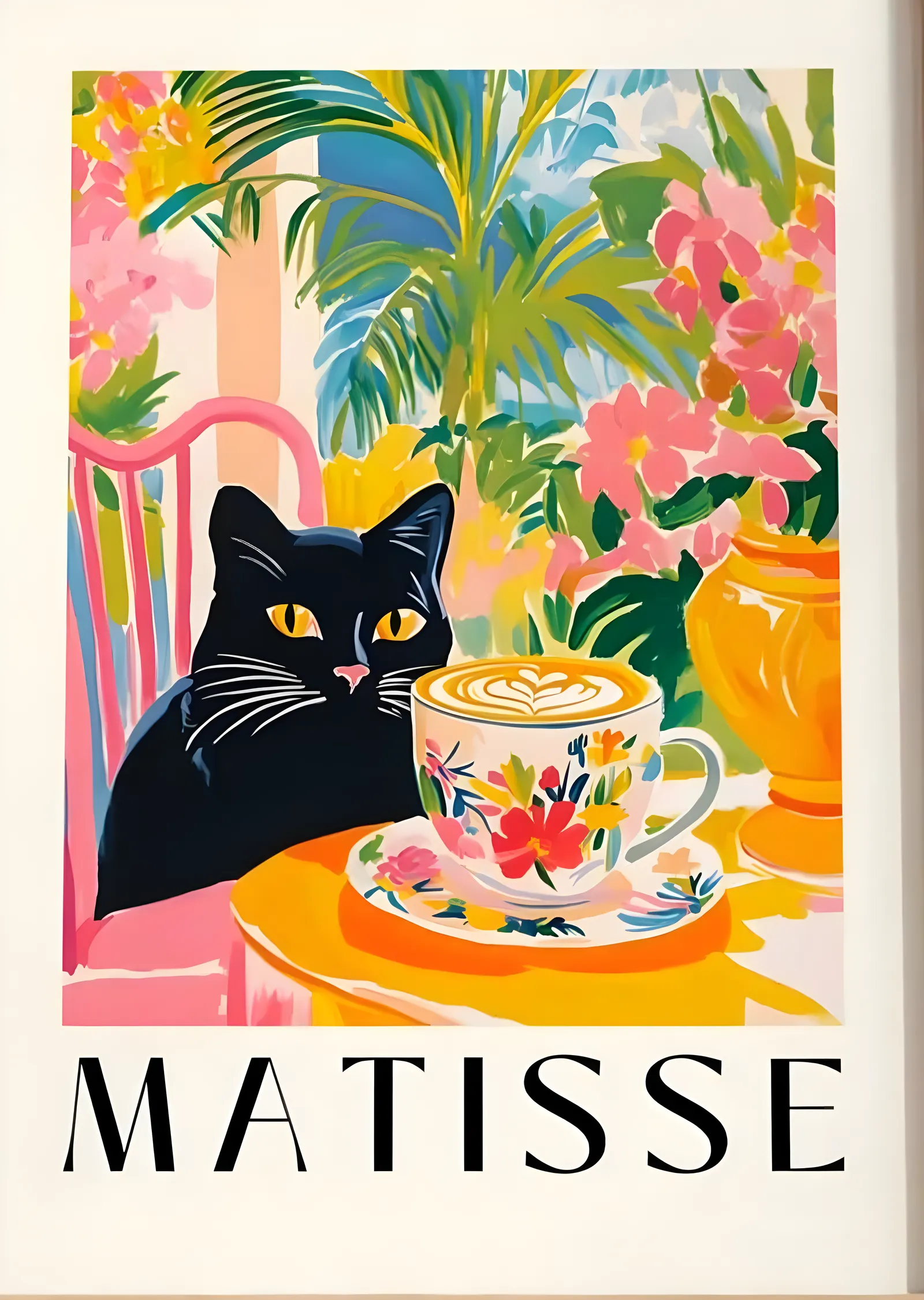Matisse: Kedi ve Kahve metal tablo