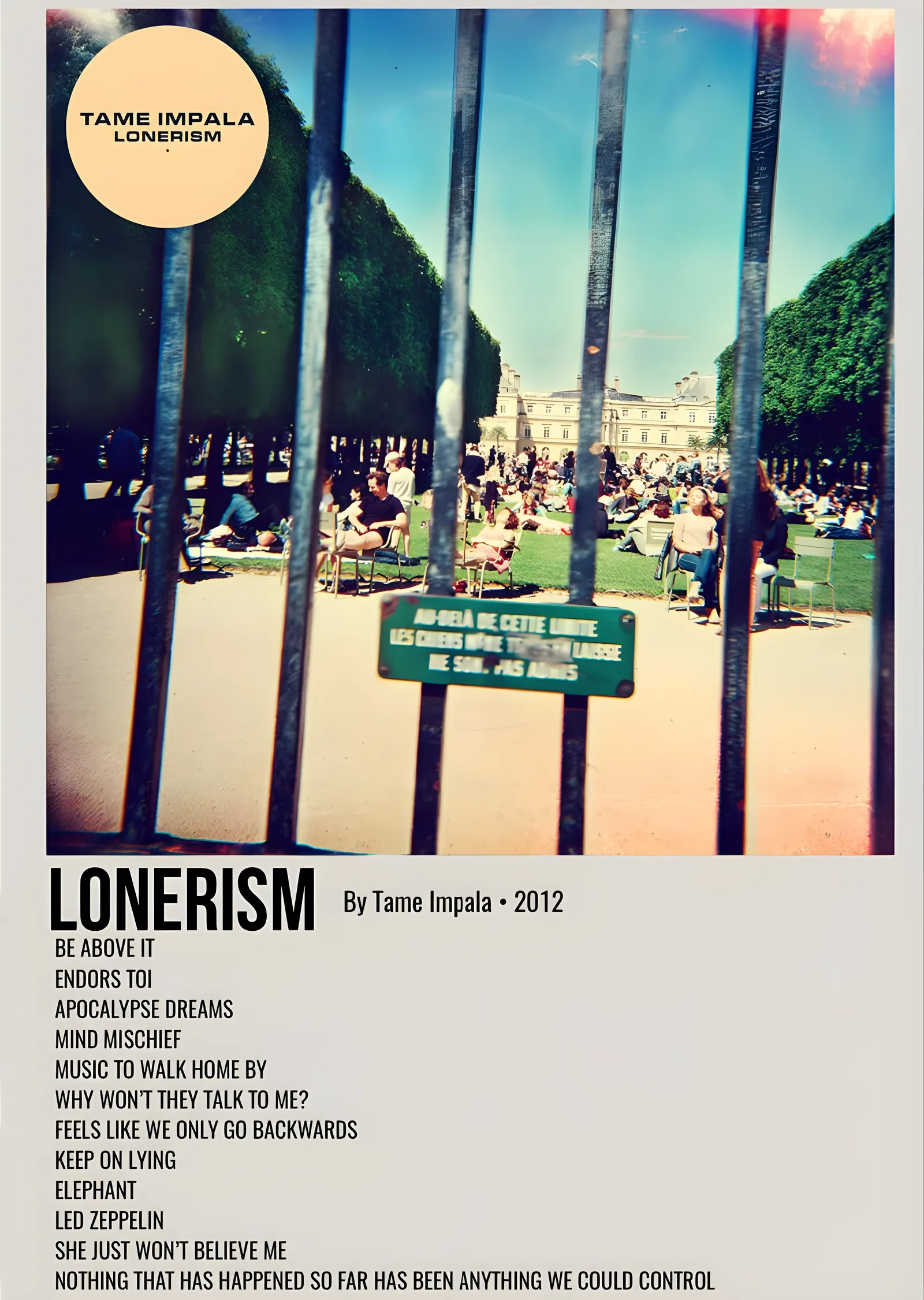 Tame Impala - Lonerism 2012 metal tablo