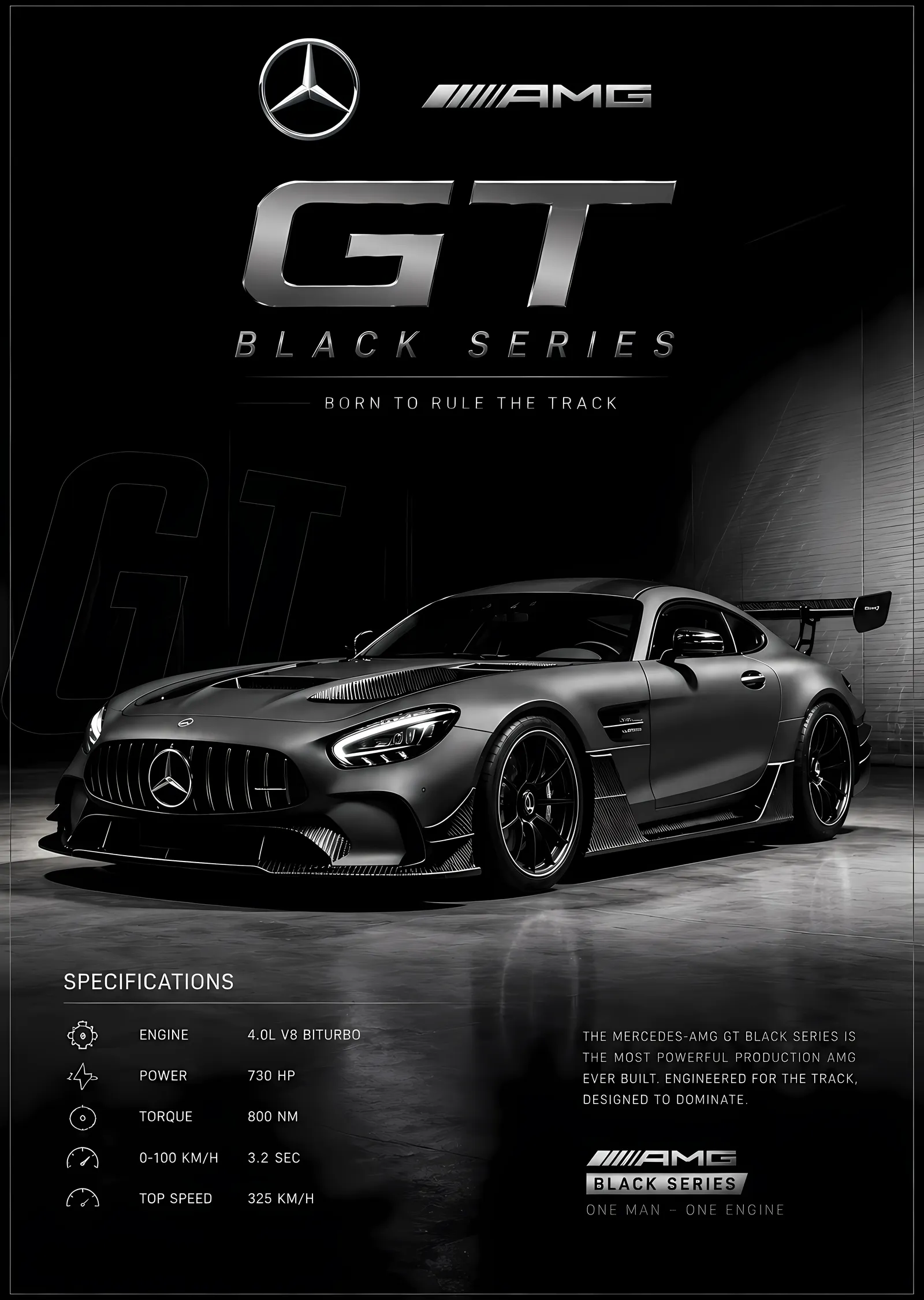 Mercedes-AMG GT Black Series metal tablo