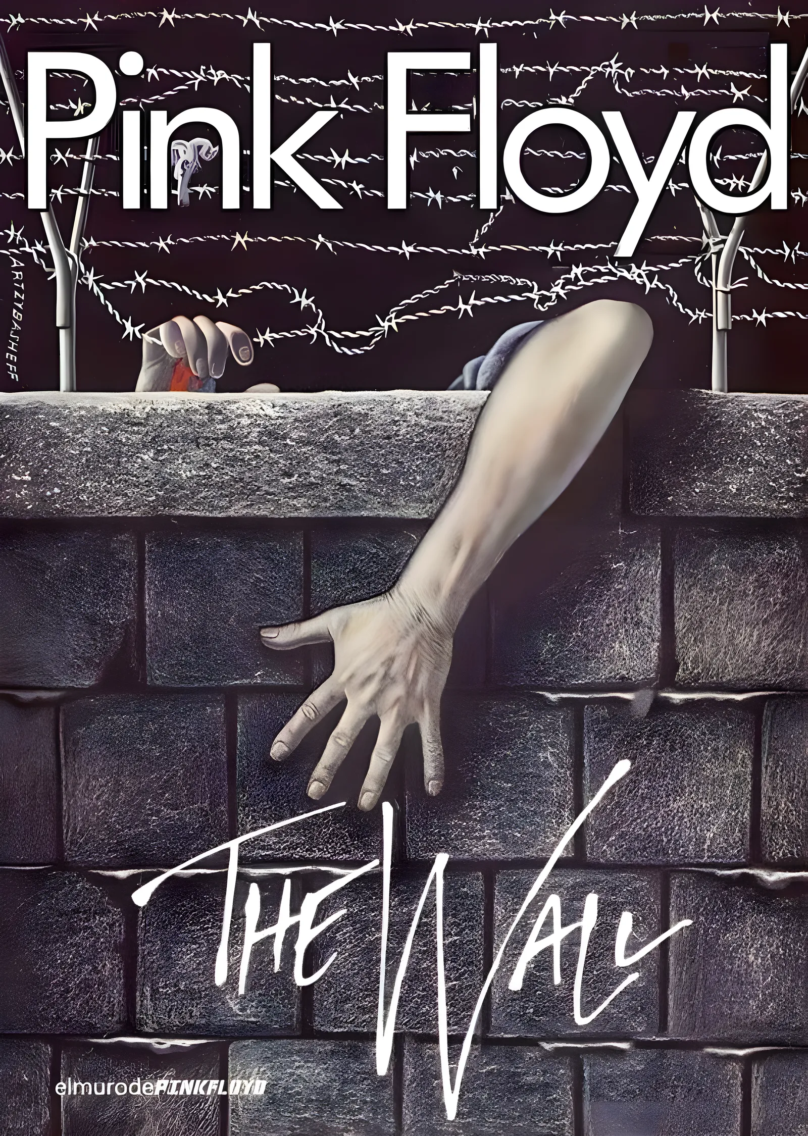 Pink Floyd: The Wall - Gri Taş Duvarlı Barbed Wire metal tablo