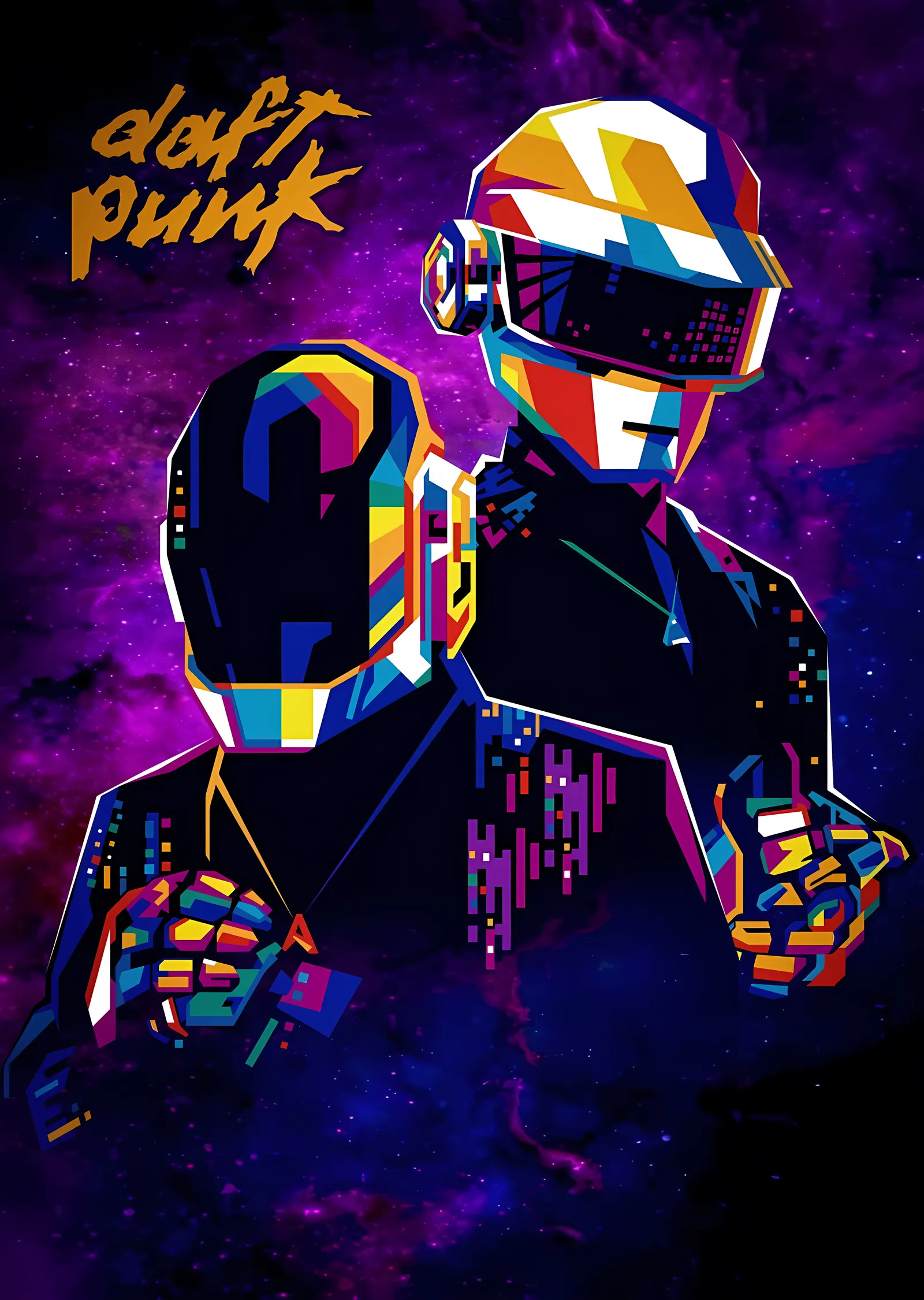Daft Punk: Piksel Kask metal tablo