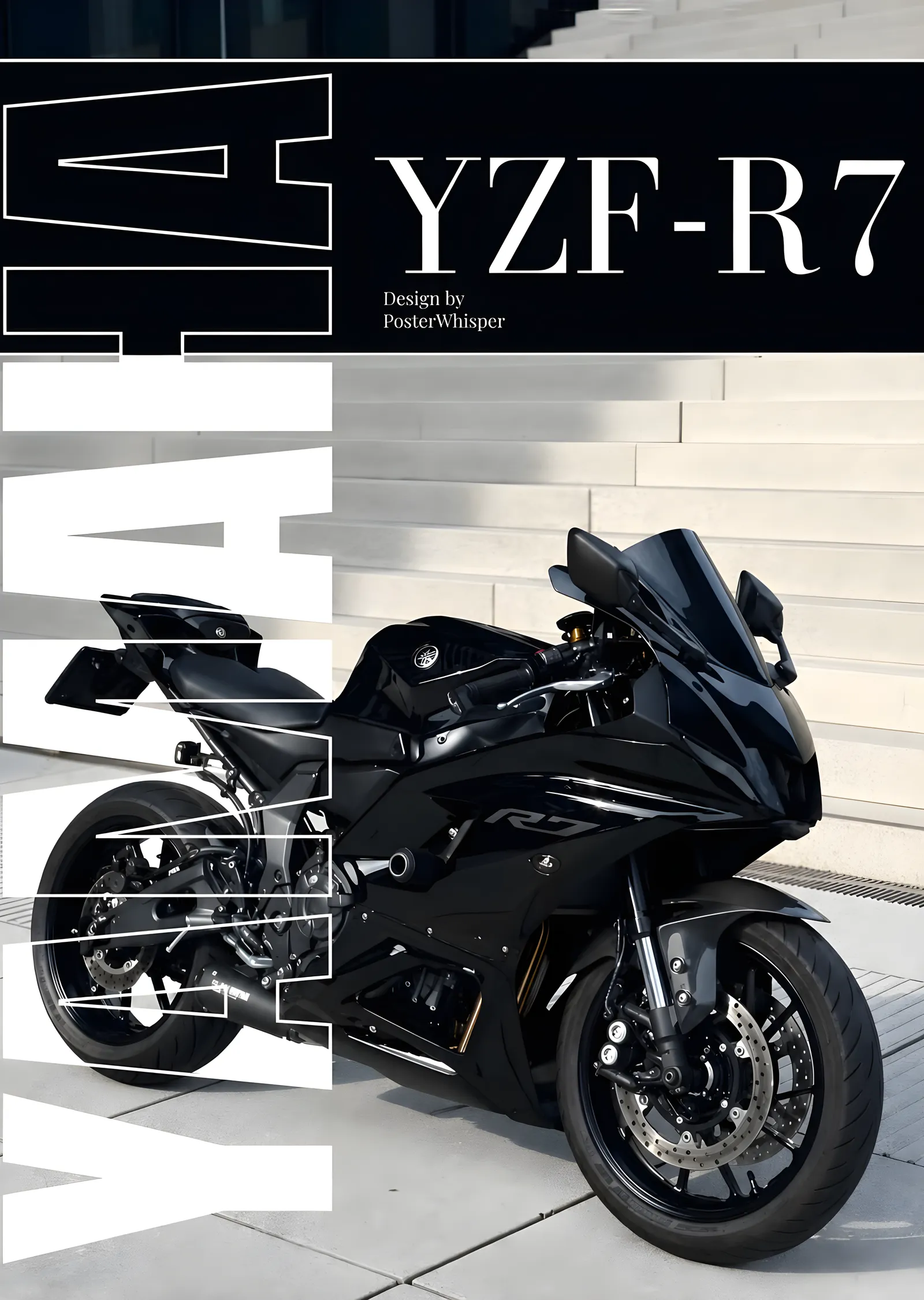 Yamaha YZF-R7 - Siyah Gövde metal tablo